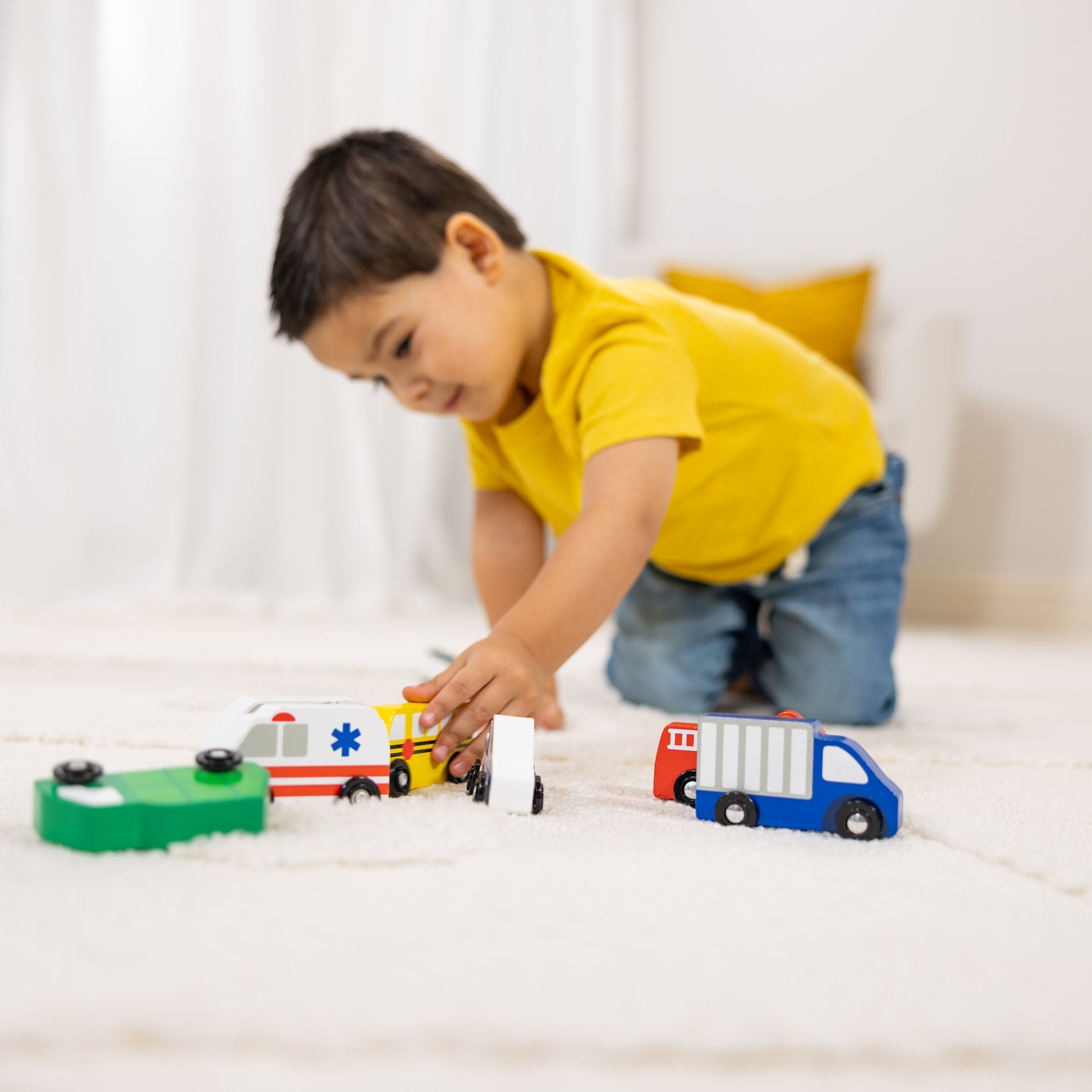 Vehicles & Trains Premium Quality Wooden Town Vehicles Set - Durable Material and Safe Design for Daily Kid...
