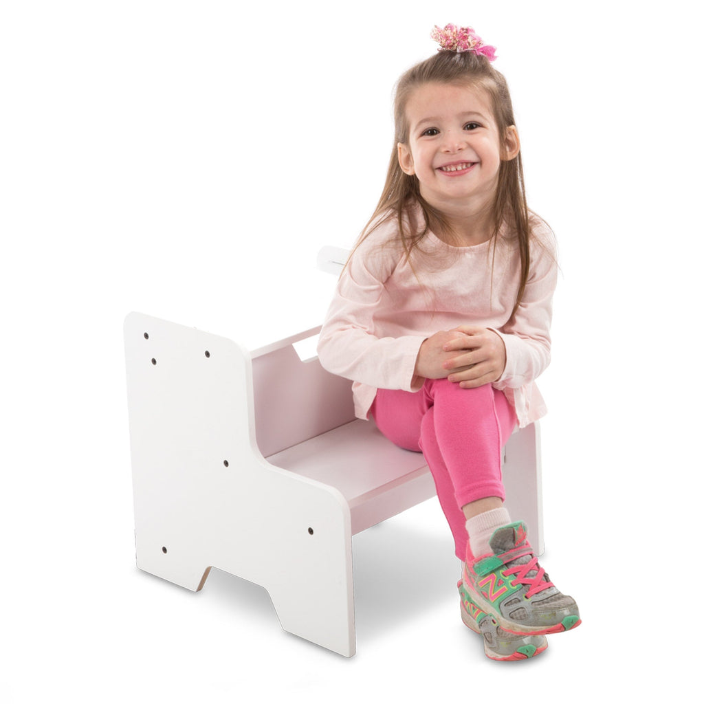 Furniture Premium Quality Wooden Step Stool - White - Durable Material and Safe Design for Daily Kids Play