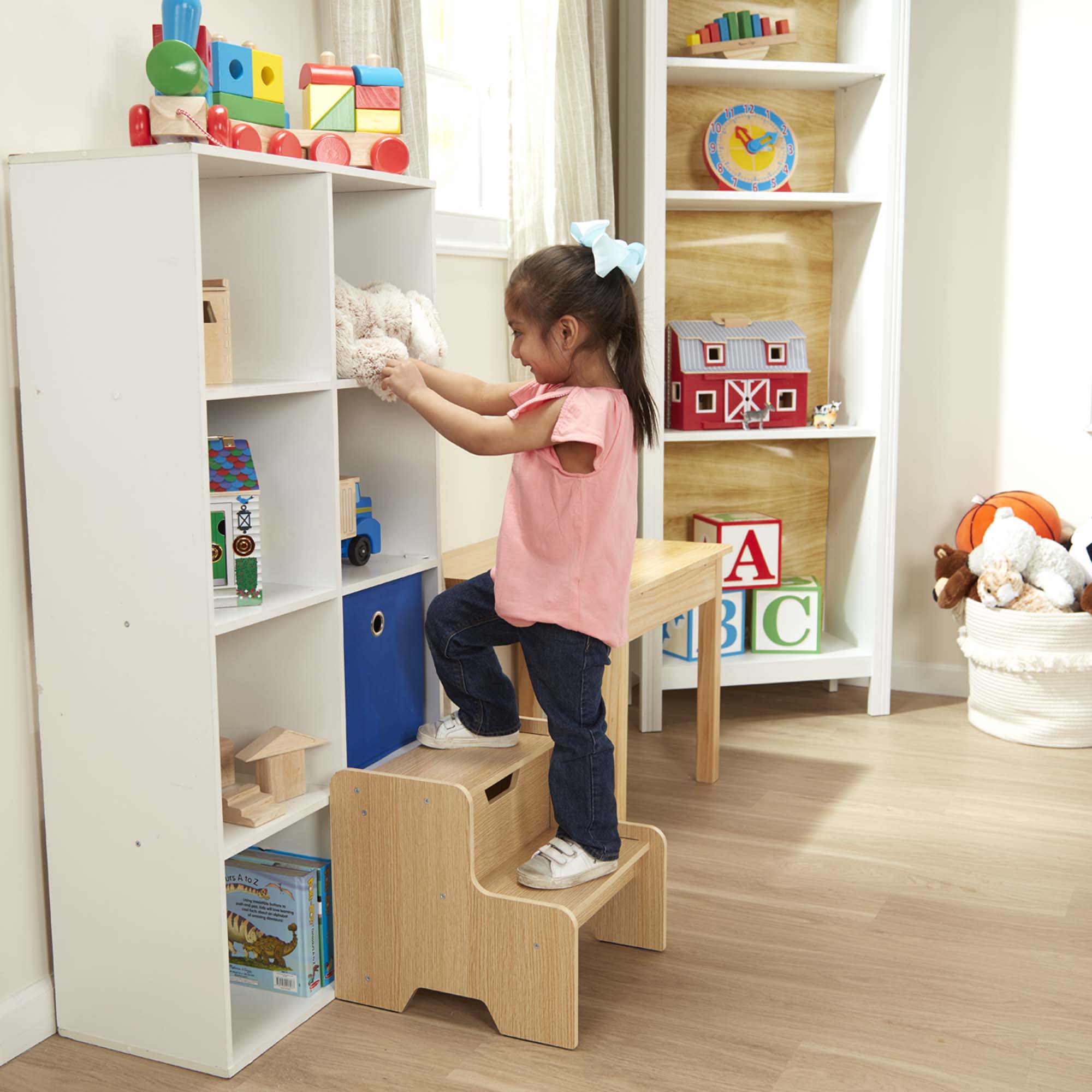 Furniture Premium Quality Wooden Step Stool - Natural - Durable Material and Safe Design for Daily Kids Play