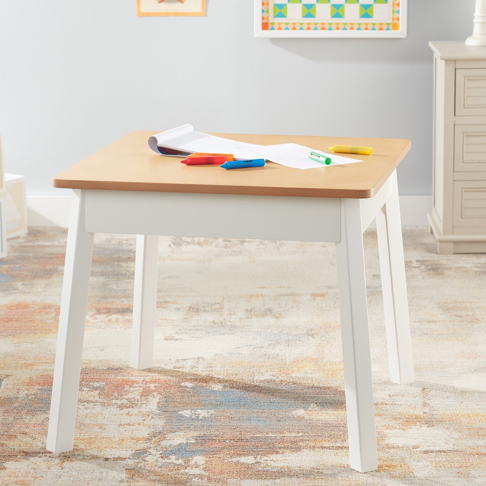 Furniture Premium Quality Wooden Square Table - Durable Material and Safe Design for Daily Kids Play