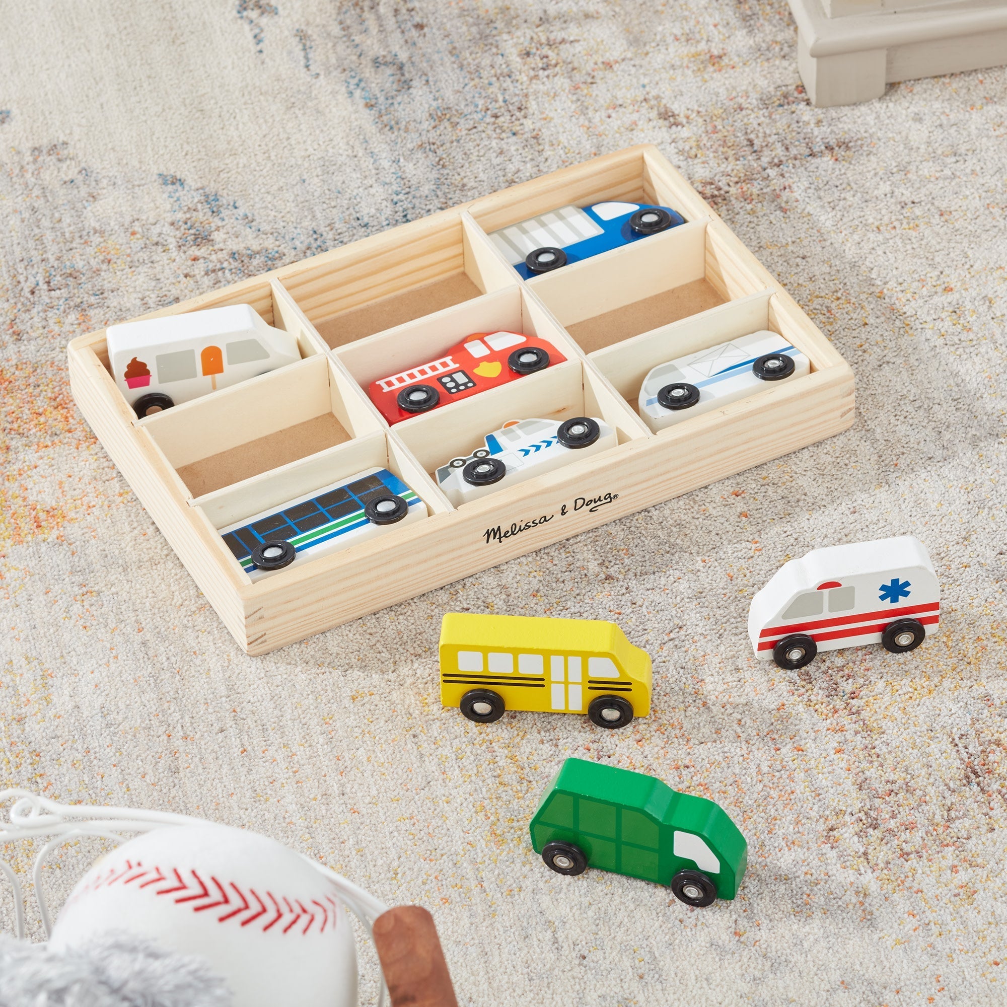 Vehicles & Trains Premium Quality Wooden Town Vehicles Set - Durable Material and Safe Design for Daily Kid...