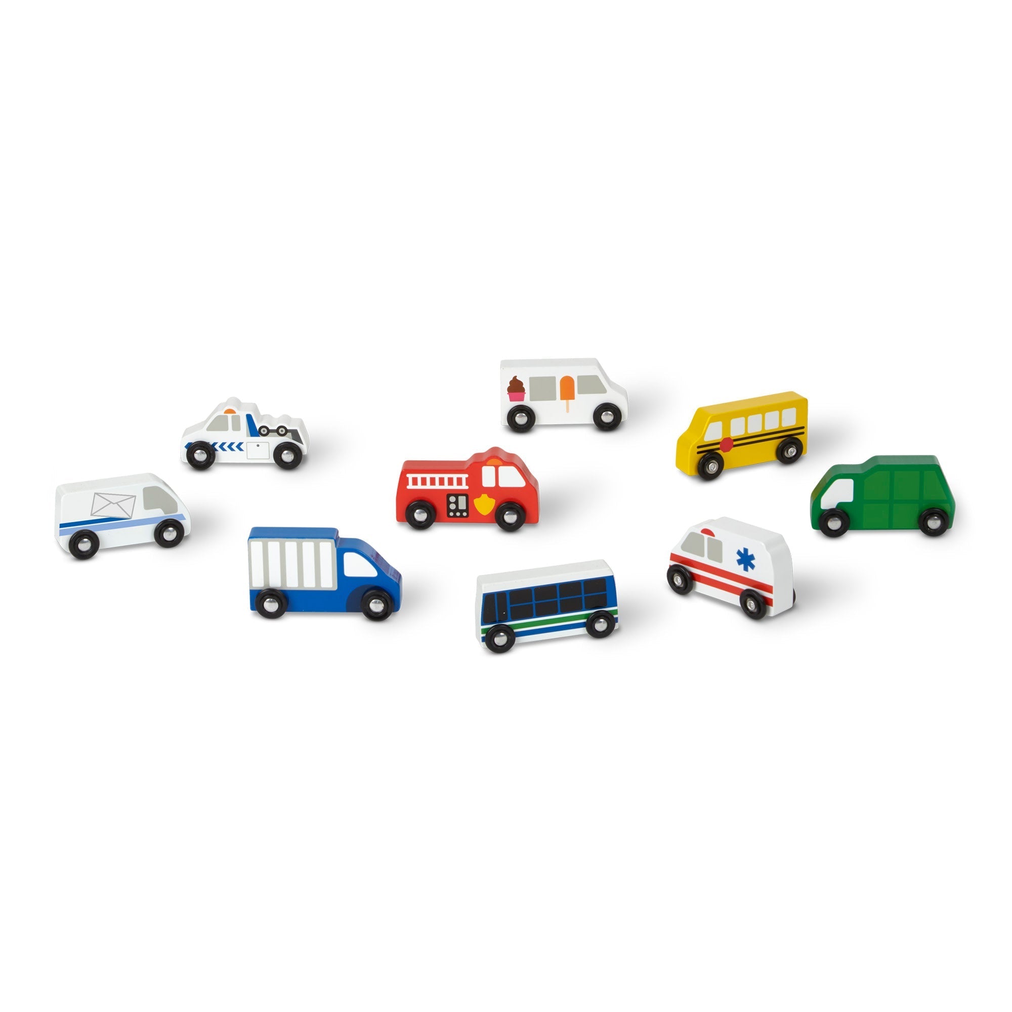 Vehicles & Trains Premium Quality Wooden Town Vehicles Set - Durable Material and Safe Design for Daily Kid...