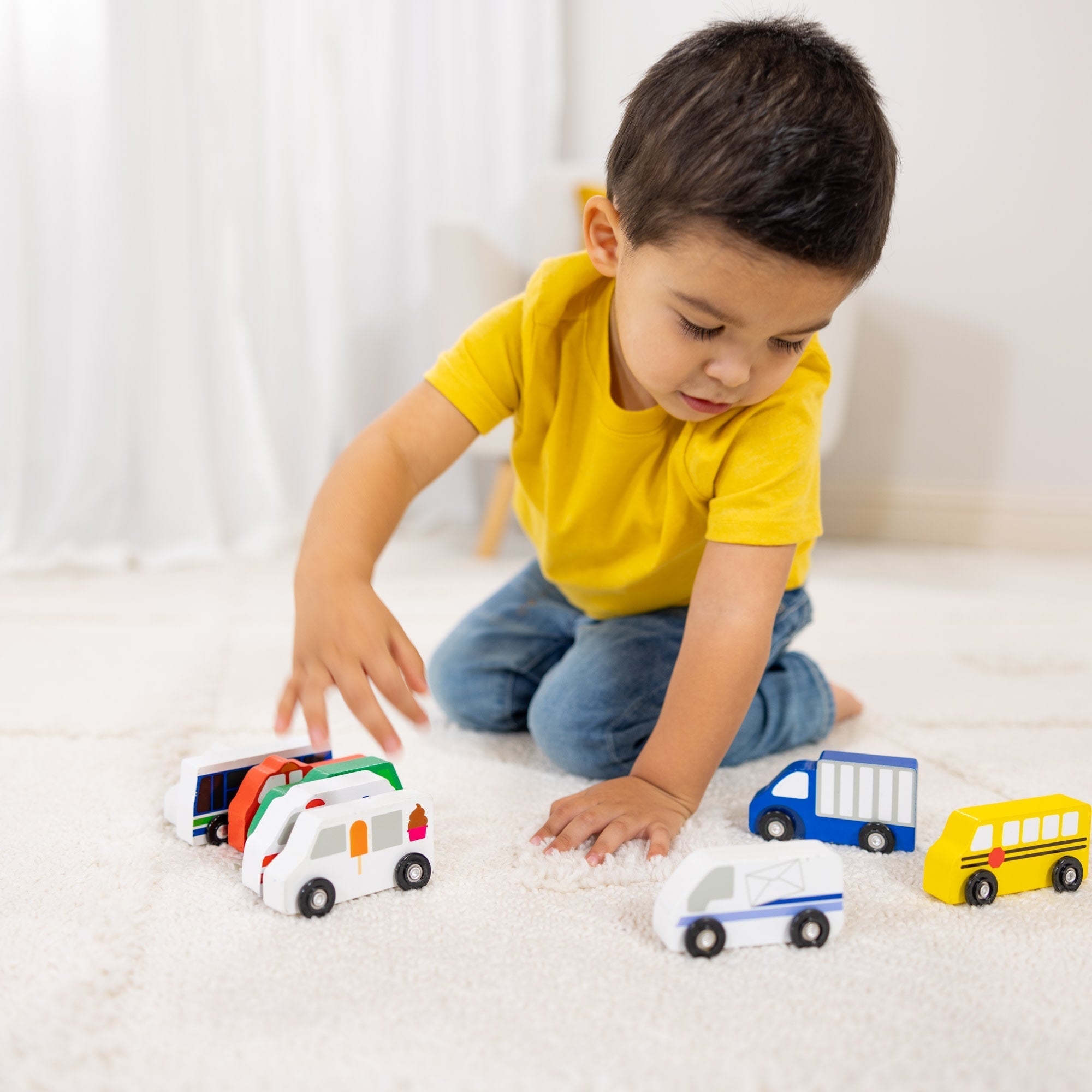 Vehicles & Trains Premium Quality Wooden Town Vehicles Set - Durable Material and Safe Design for Daily Kid...