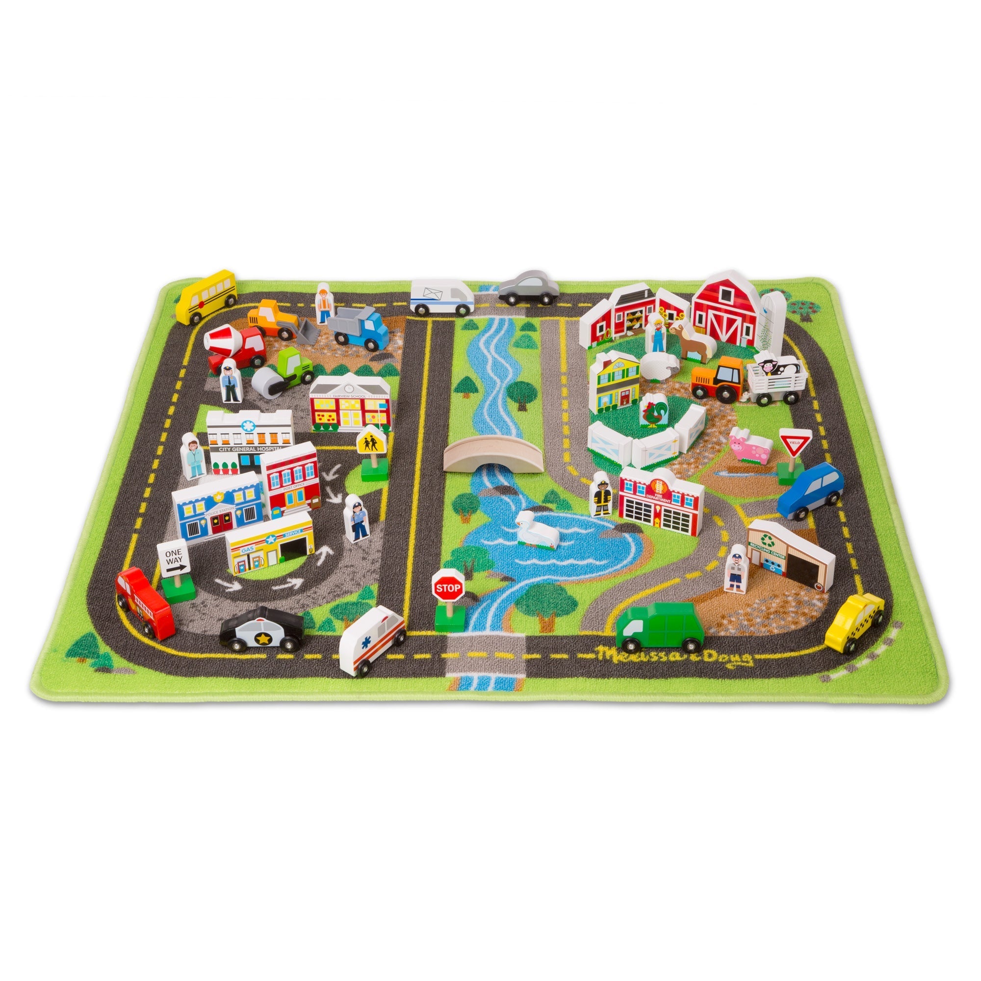 Vehicles & Trains Premium Quality Deluxe Road Rug Play Set - Durable Material and Safe Design for Daily Kid...