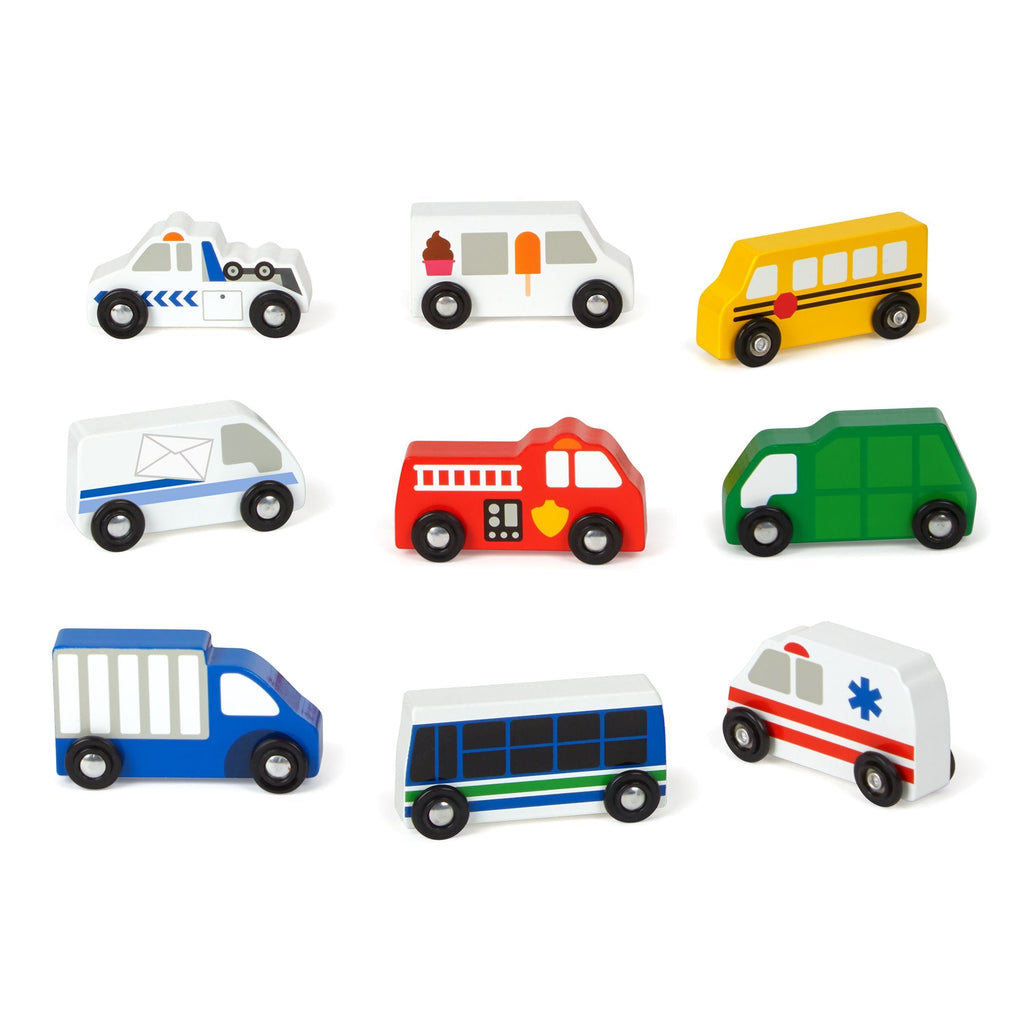 Vehicles & Trains Premium Quality Wooden Town Vehicles Set - Durable Material and Safe Design for Daily Kid...