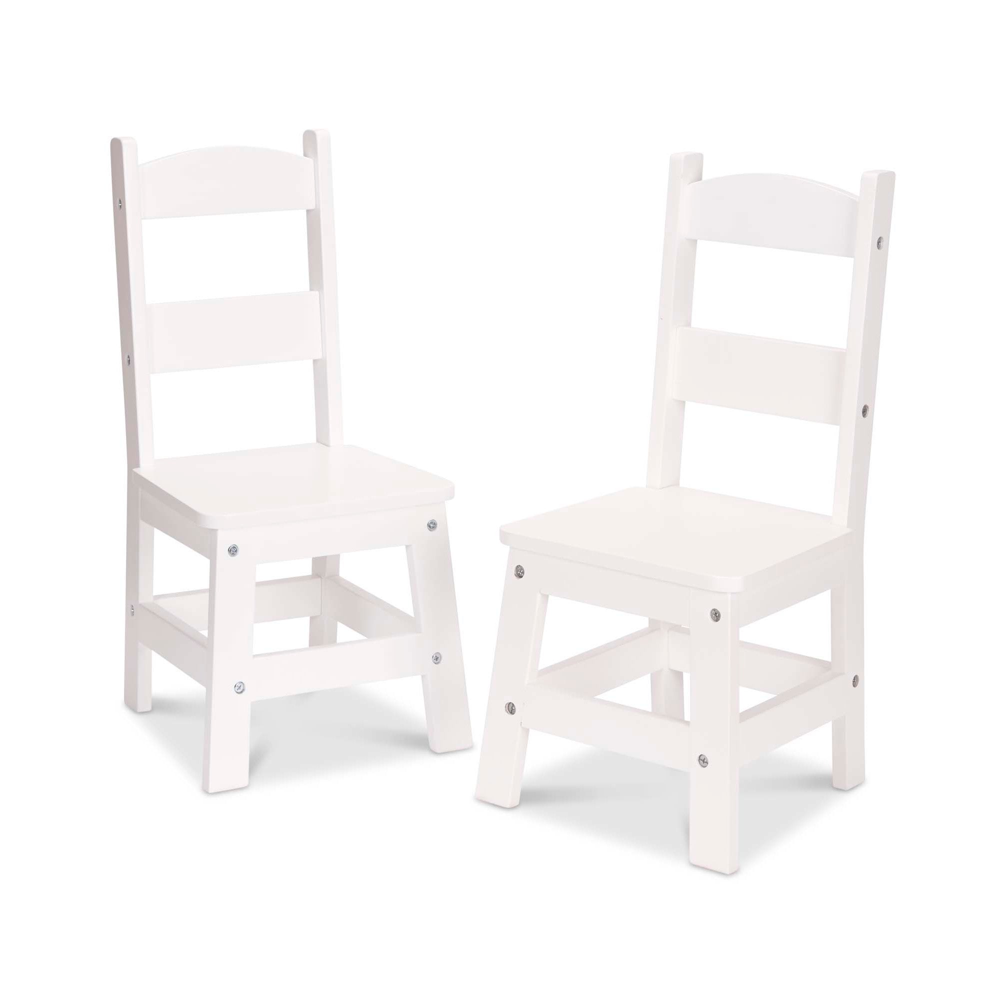 Furniture Premium Quality Wooden Chair Pair  - White - Durable Material and Safe Design for Daily Kids Play