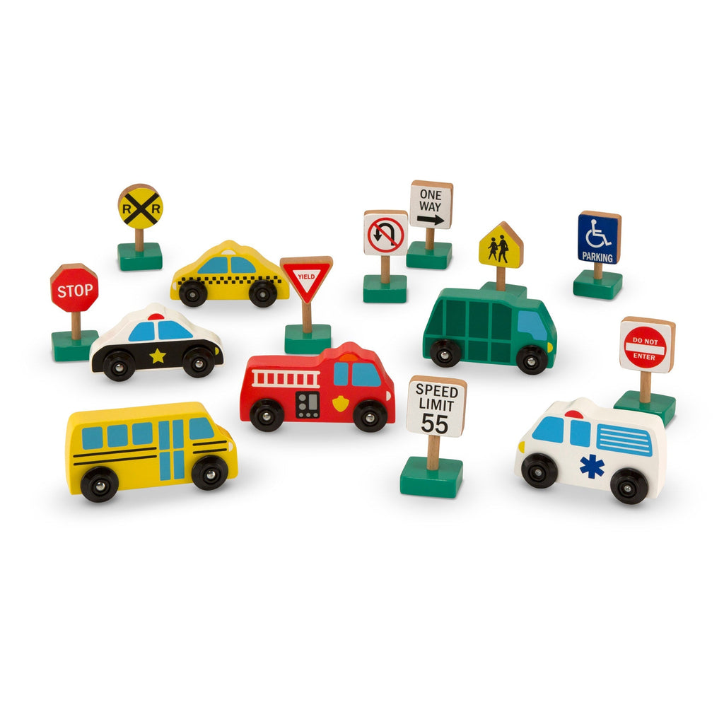 Vehicles & Trains Premium Quality Wooden Vehicles and Traffic Signs - Durable Material and Safe Design for ...