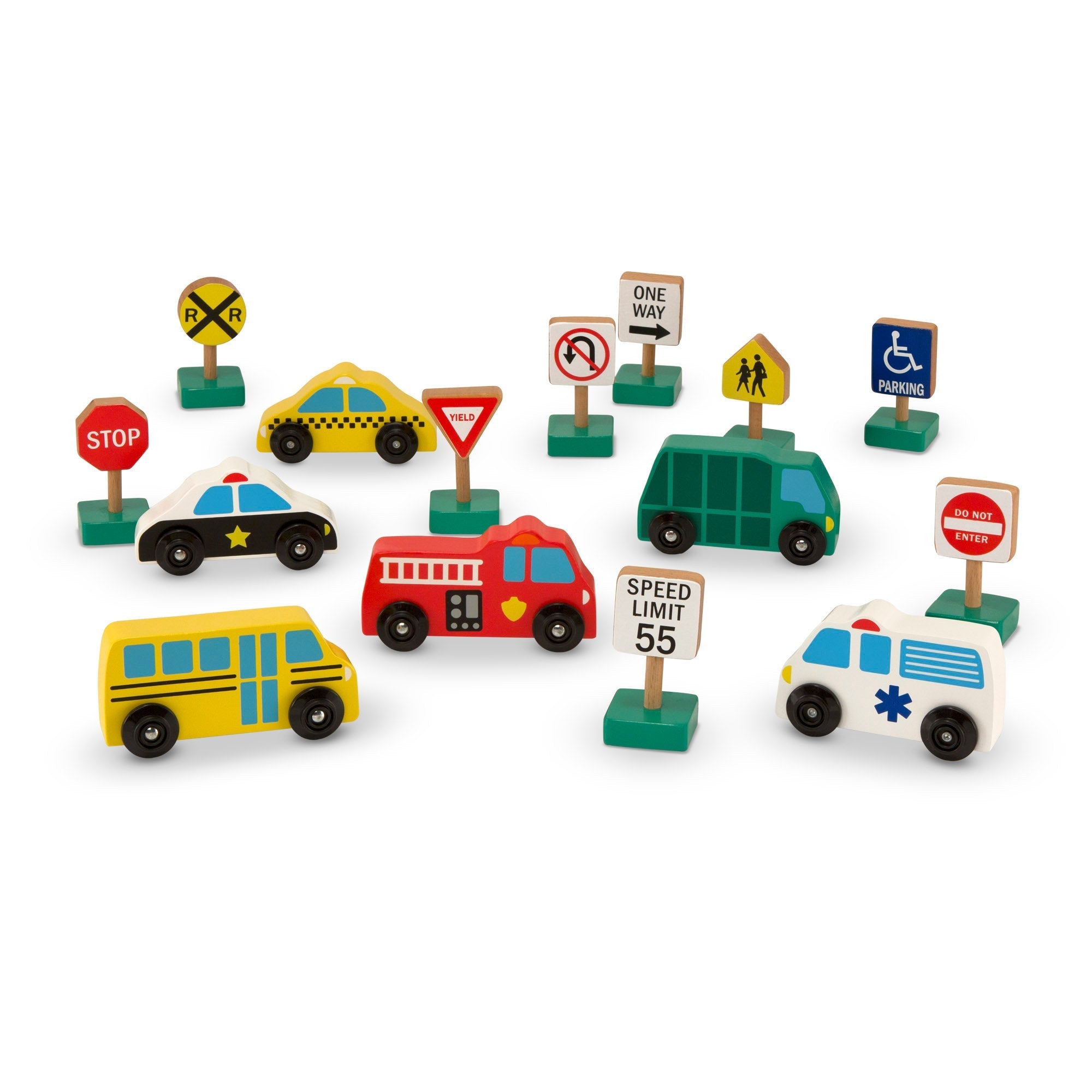 Vehicles & Trains Premium Quality Wooden Vehicles and Traffic Signs - Durable Material and Safe Design for ...