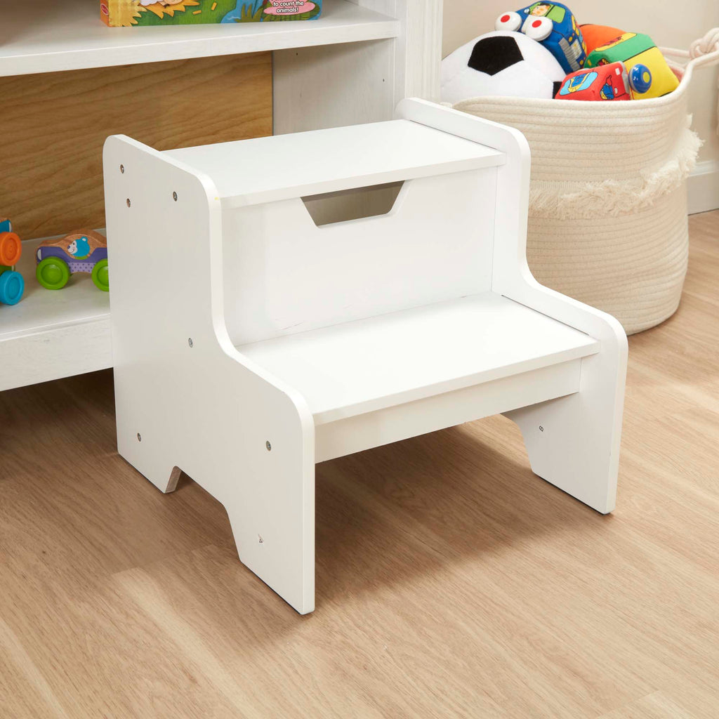 Furniture Premium Quality Wooden Step Stool - White - Durable Material and Safe Design for Daily Kids Play