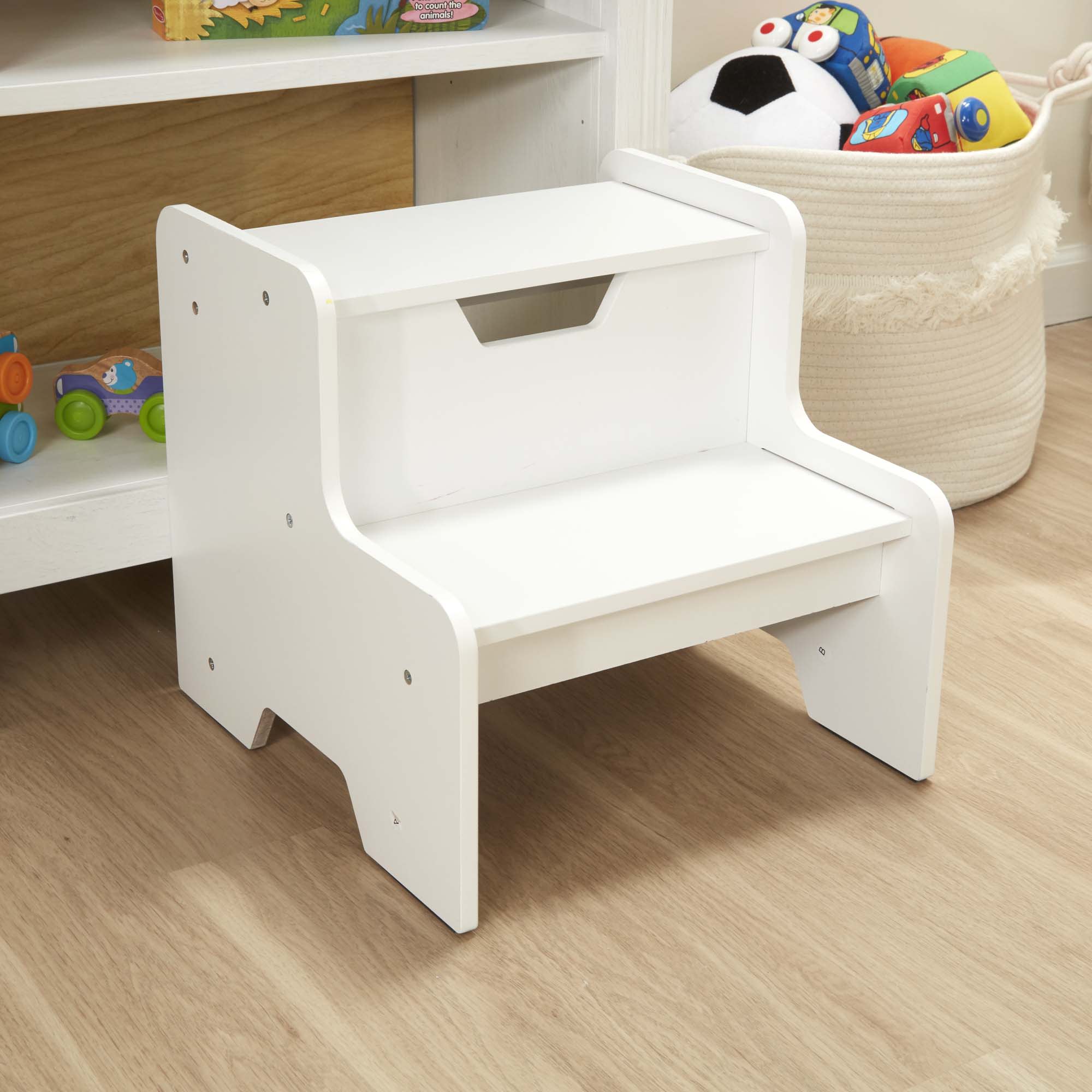 Furniture Premium Quality Wooden Step Stool - White - Durable Material and Safe Design for Daily Kids Play