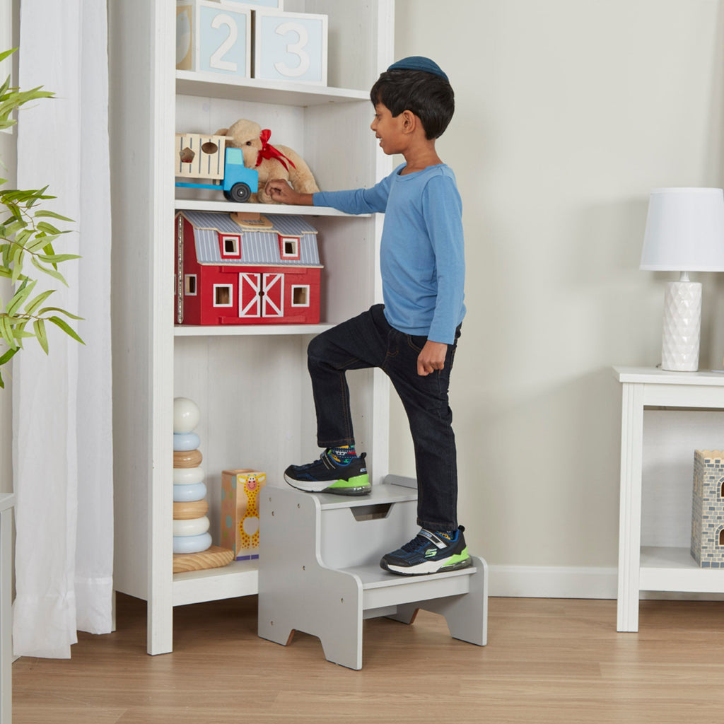 Furniture Premium Quality Wooden Step Stool – Gray - Durable Material and Safe Design for Daily Kids Play