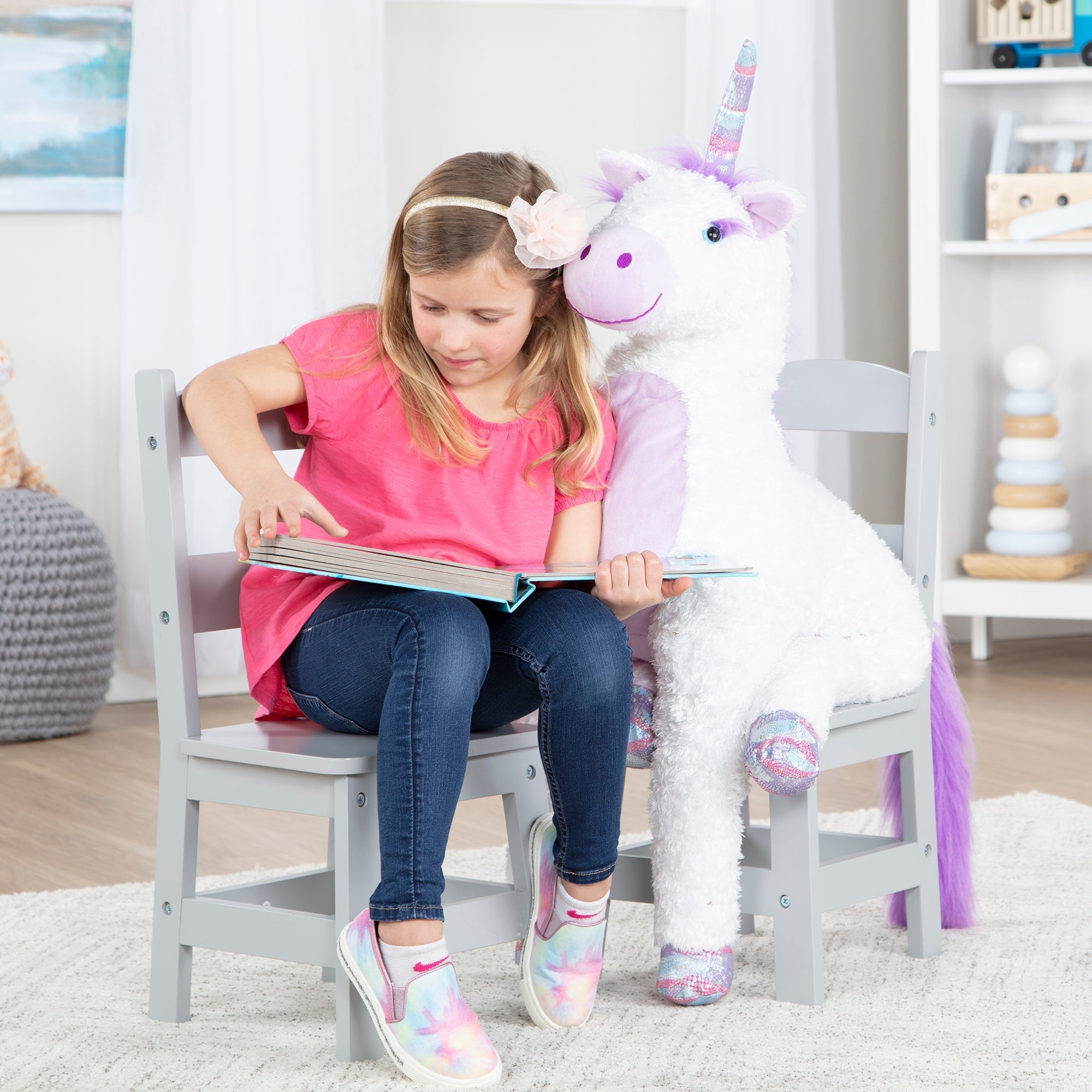 Furniture Premium Quality Child’s Wooden Chair Pair – Gray - Durable Material and Safe Design for Daily Kid...