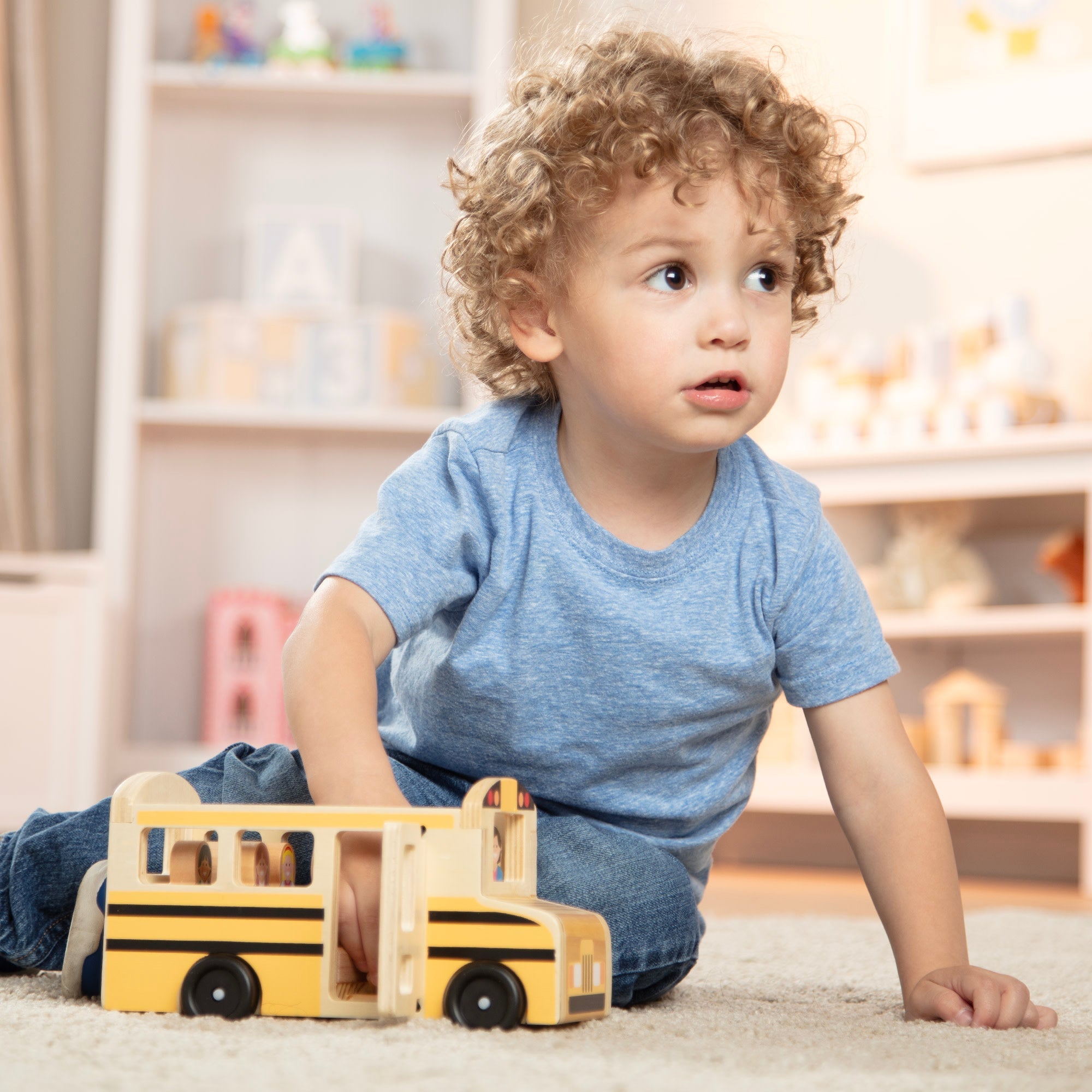 Vehicles & Trains Premium Quality Wooden School Bus - Durable Material and Safe Design for Daily Kids Play