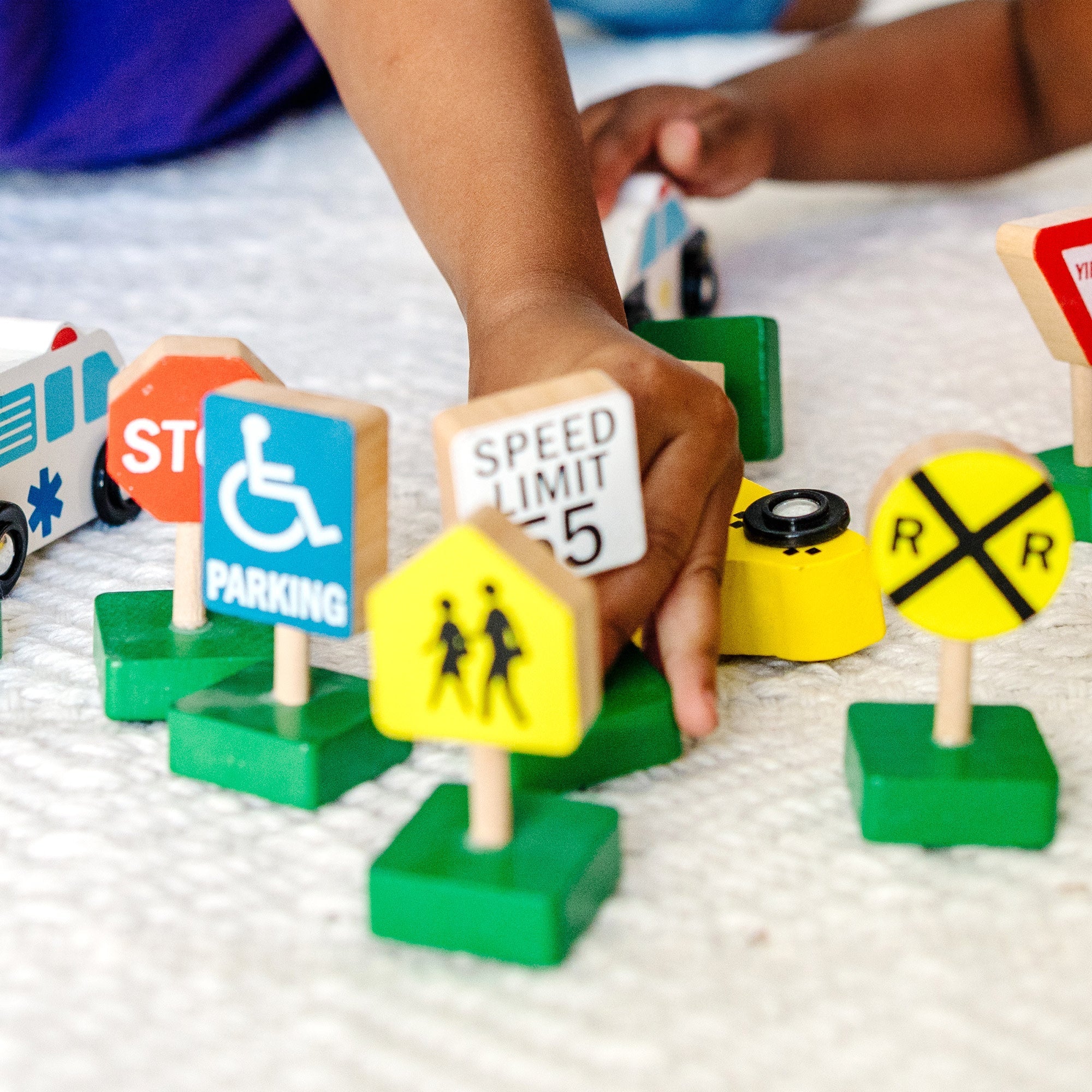 Vehicles & Trains Premium Quality Wooden Vehicles and Traffic Signs - Durable Material and Safe Design for ...