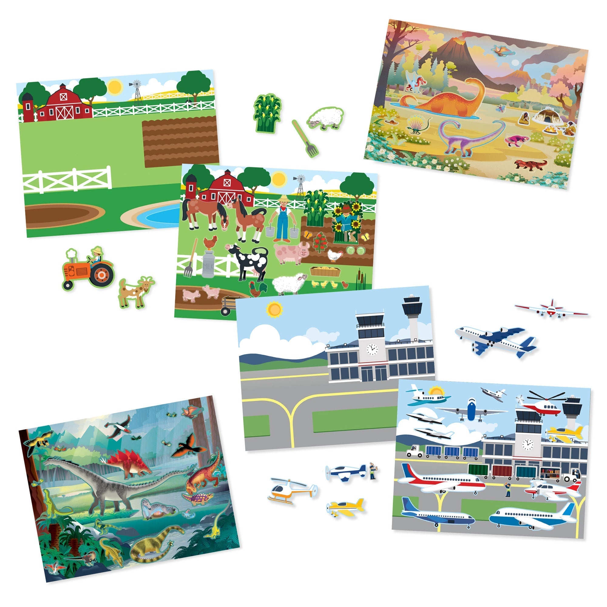 Stickers & Sticker Books Premium Quality Reusable Sticker Pad 3-Pack: Vehicles, Habitats, Prehistoric - Dur...
