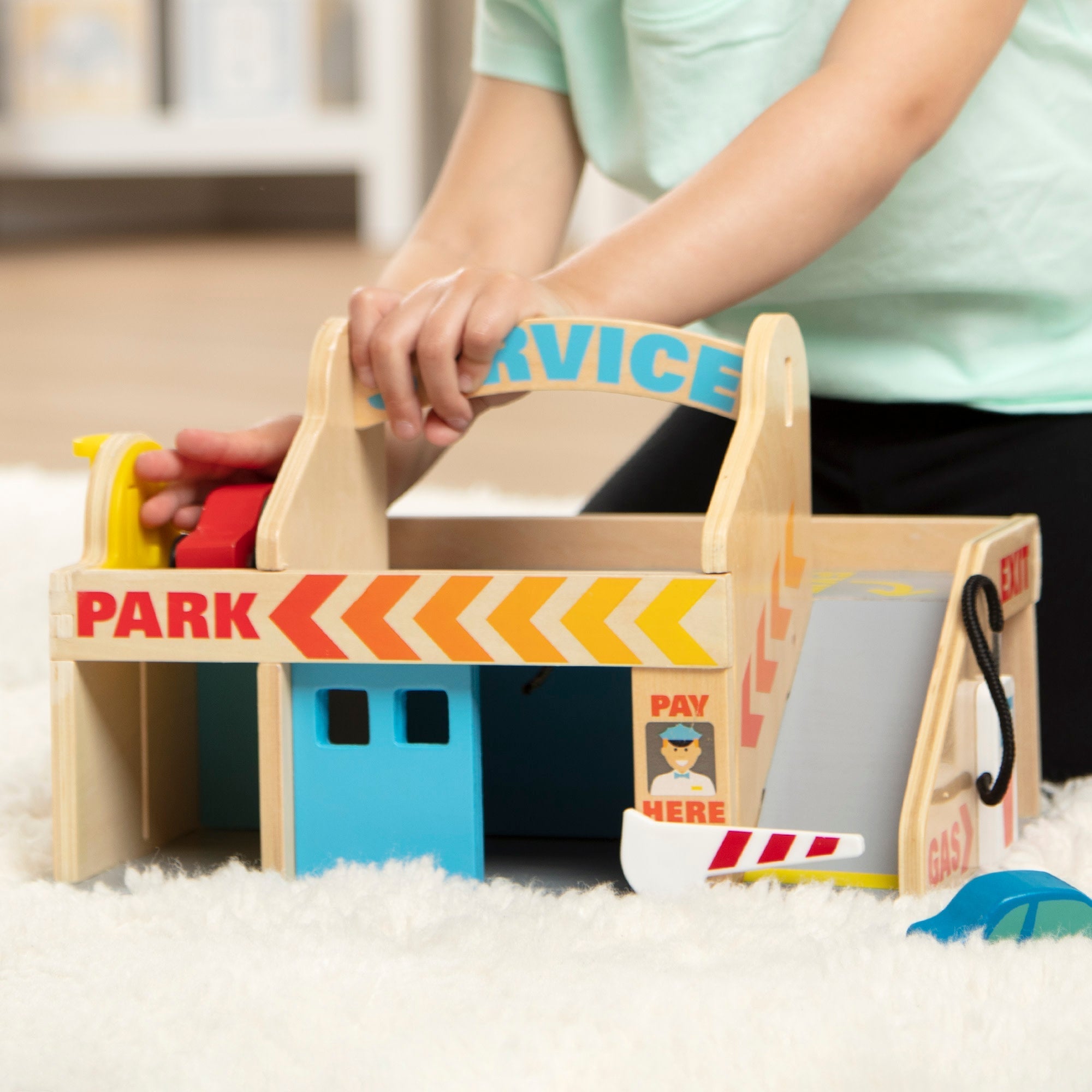 Vehicles & Trains Premium Quality Wooden Service Station Parking Garage - Durable Material and Safe Design ...