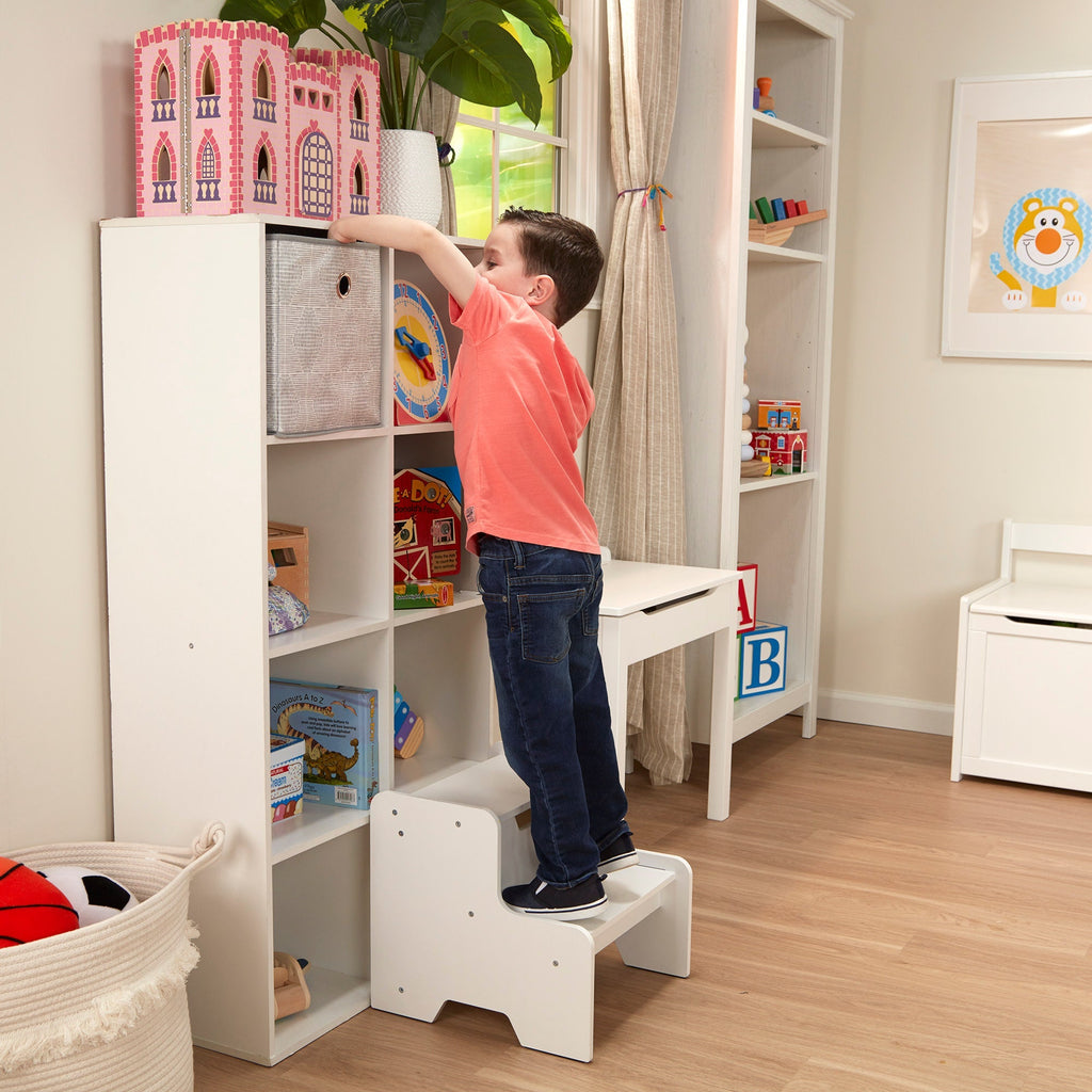 Furniture Premium Quality Wooden Step Stool - White - Durable Material and Safe Design for Daily Kids Play