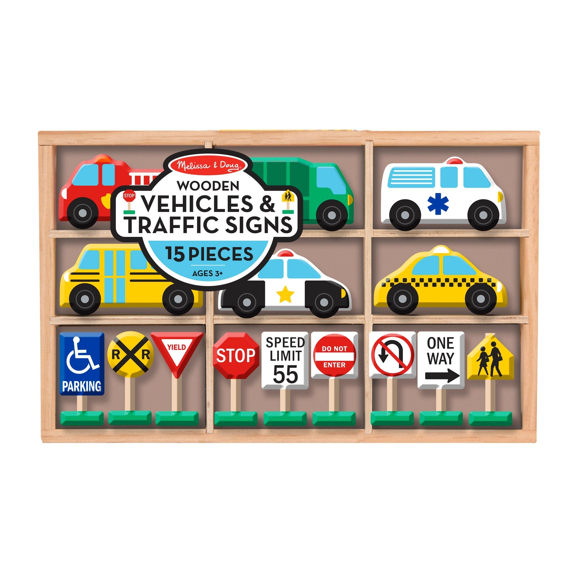 Vehicles & Trains Premium Quality Wooden Vehicles and Traffic Signs - Durable Material and Safe Design for ...