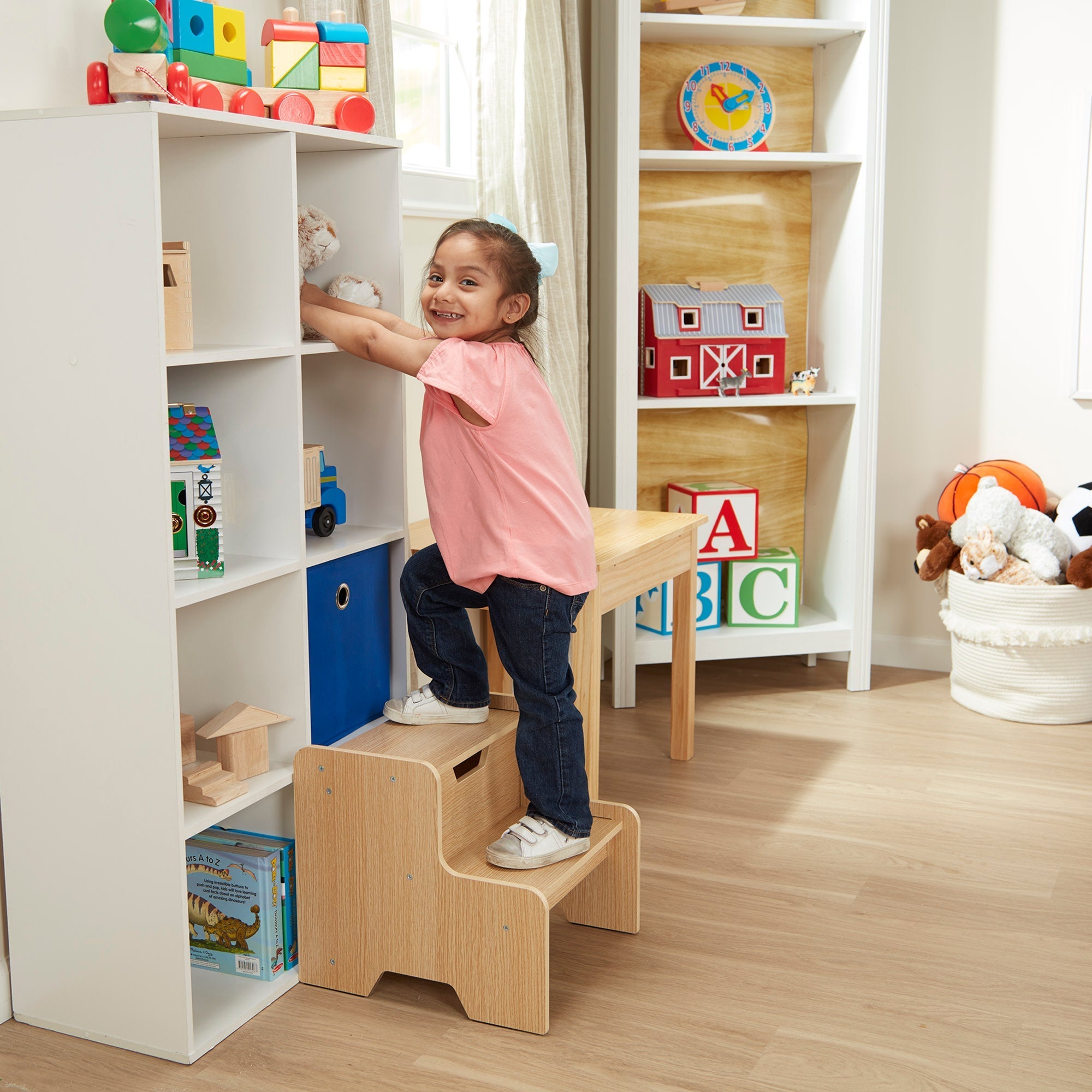 Furniture Premium Quality Wooden Step Stool - Natural - Durable Material and Safe Design for Daily Kids Play