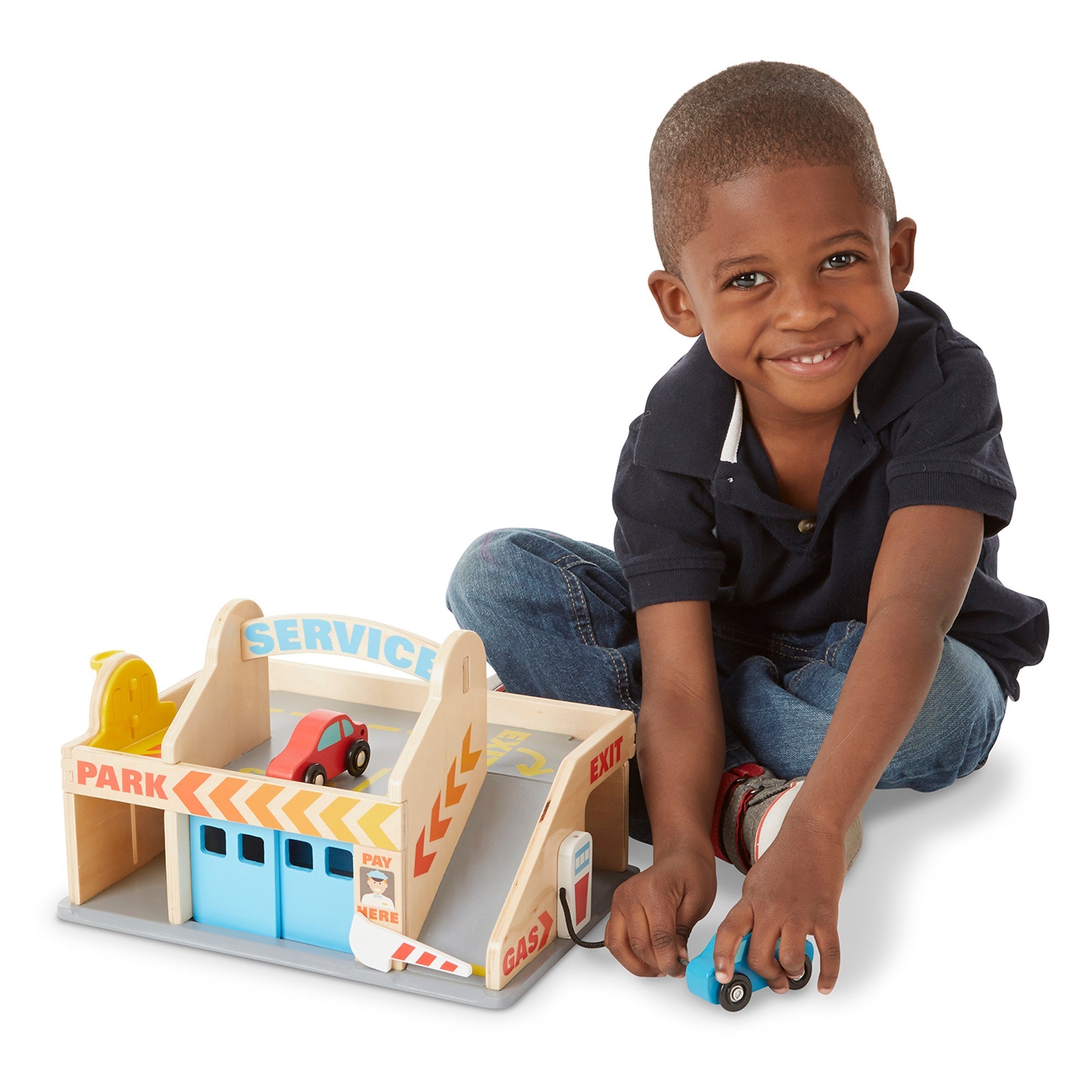 Vehicles & Trains Premium Quality Wooden Service Station Parking Garage - Durable Material and Safe Design ...