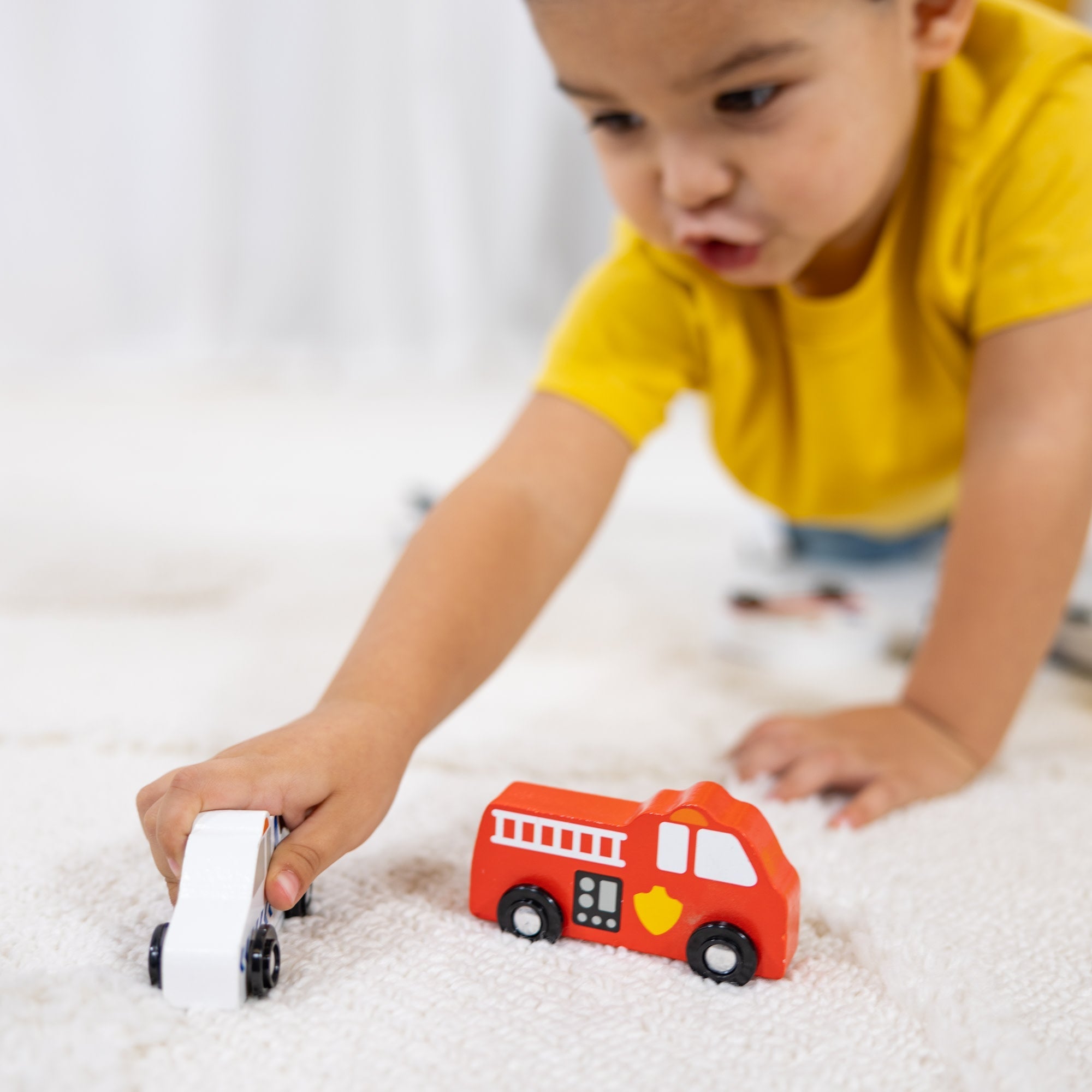 Vehicles & Trains Premium Quality Wooden Town Vehicles Set - Durable Material and Safe Design for Daily Kid...
