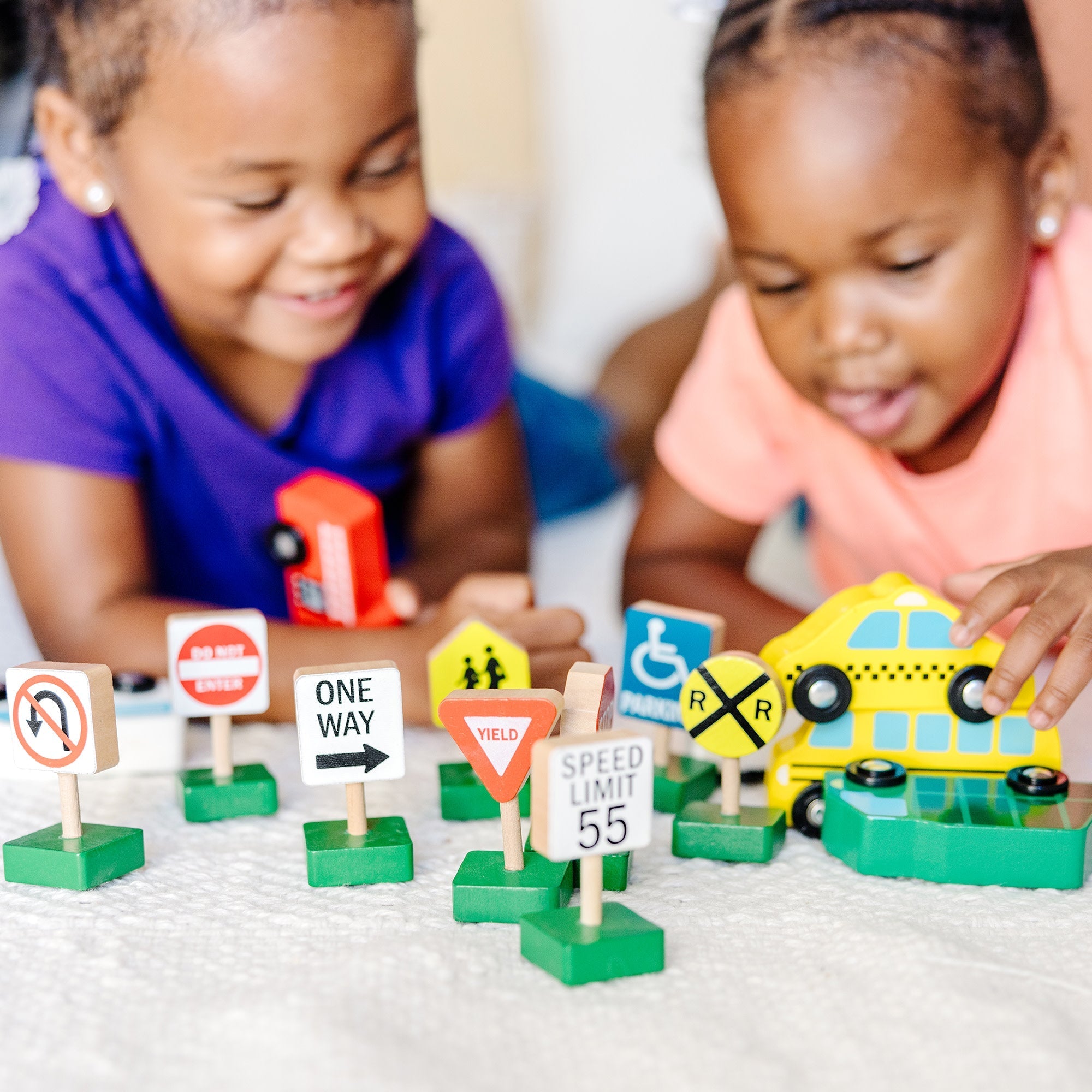 Vehicles & Trains Premium Quality Wooden Vehicles and Traffic Signs - Durable Material and Safe Design for ...