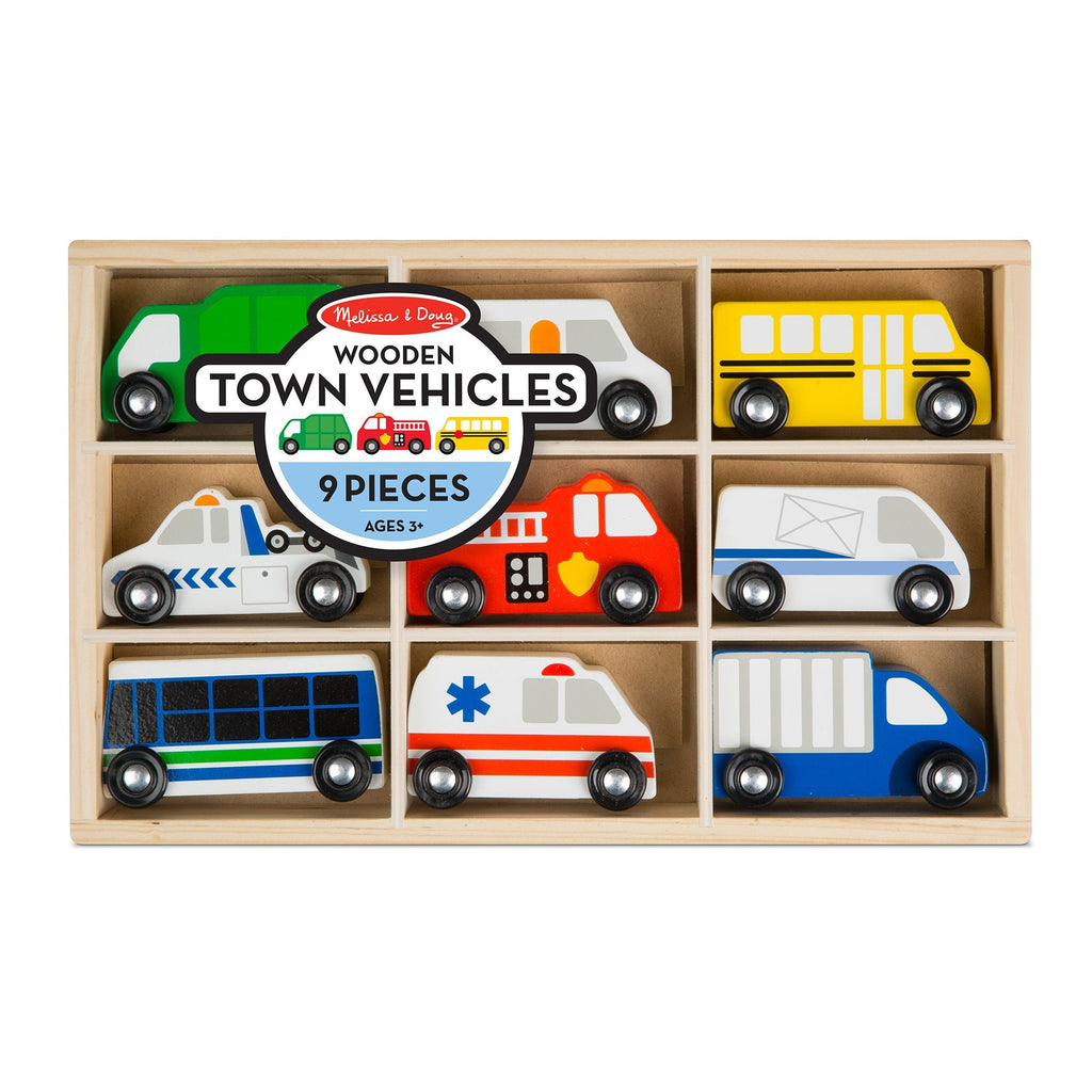 Vehicles & Trains Premium Quality Wooden Town Vehicles Set - Durable Material and Safe Design for Daily Kid...