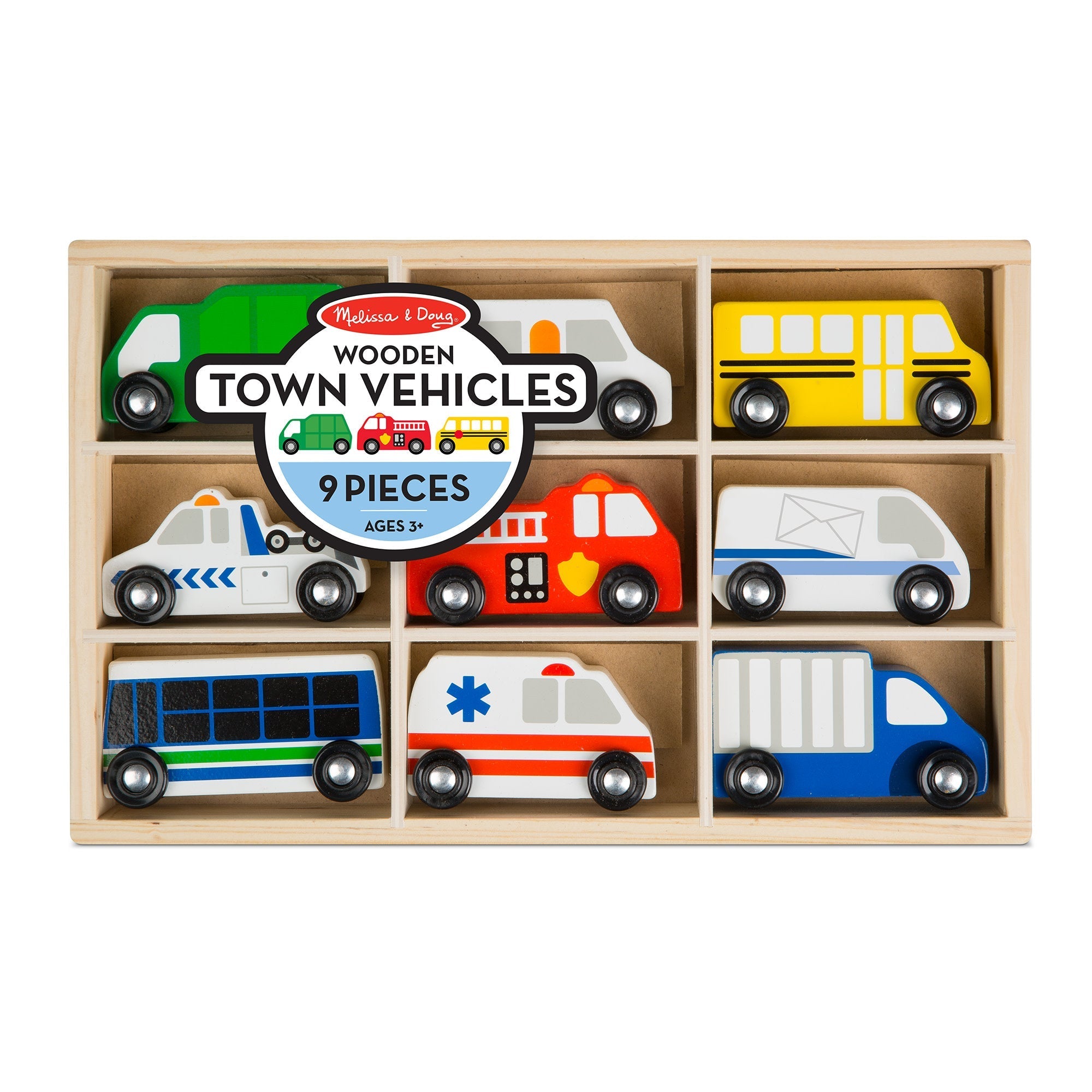 Vehicles & Trains Premium Quality Wooden Town Vehicles Set - Durable Material and Safe Design for Daily Kid...