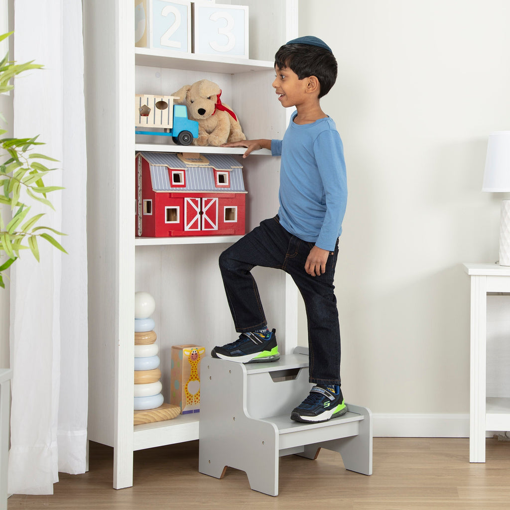 Furniture Premium Quality Wooden Step Stool – Gray - Durable Material and Safe Design for Daily Kids Play