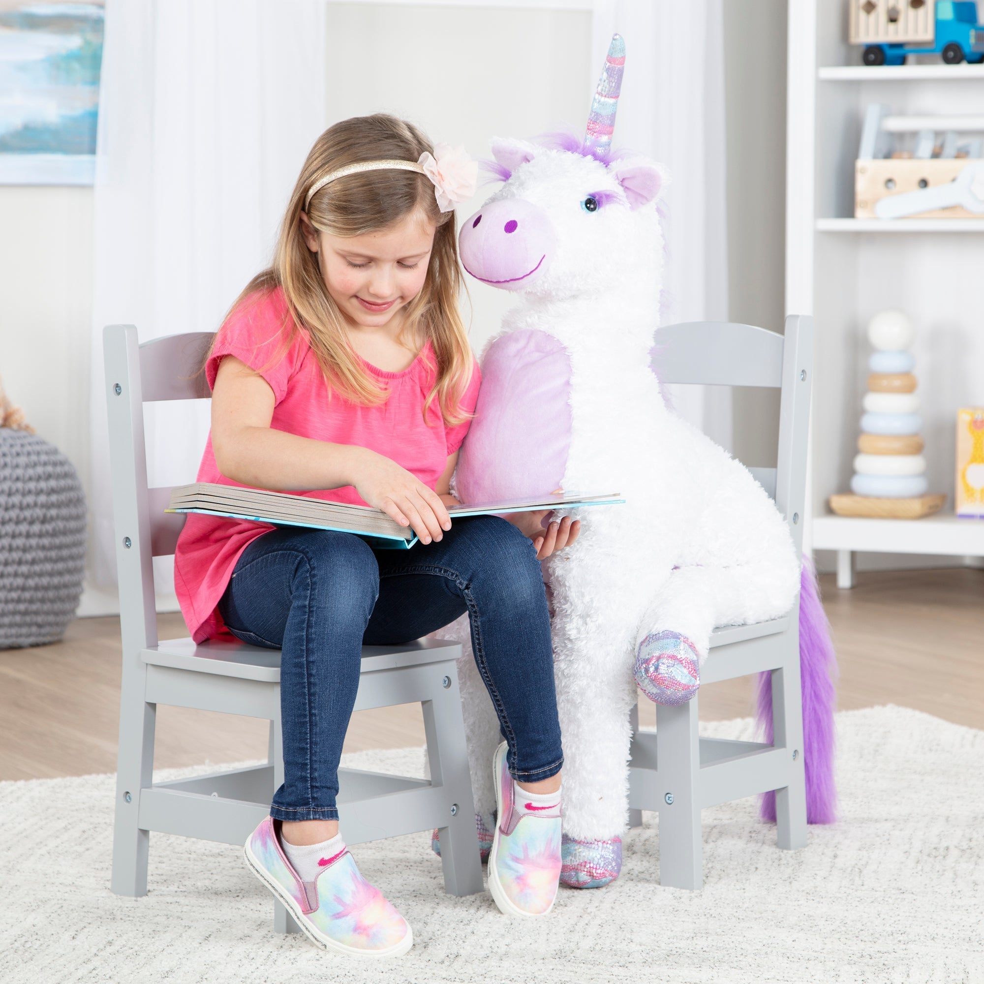 Furniture Premium Quality Child’s Wooden Chair Pair – Gray - Durable Material and Safe Design for Daily Kid...