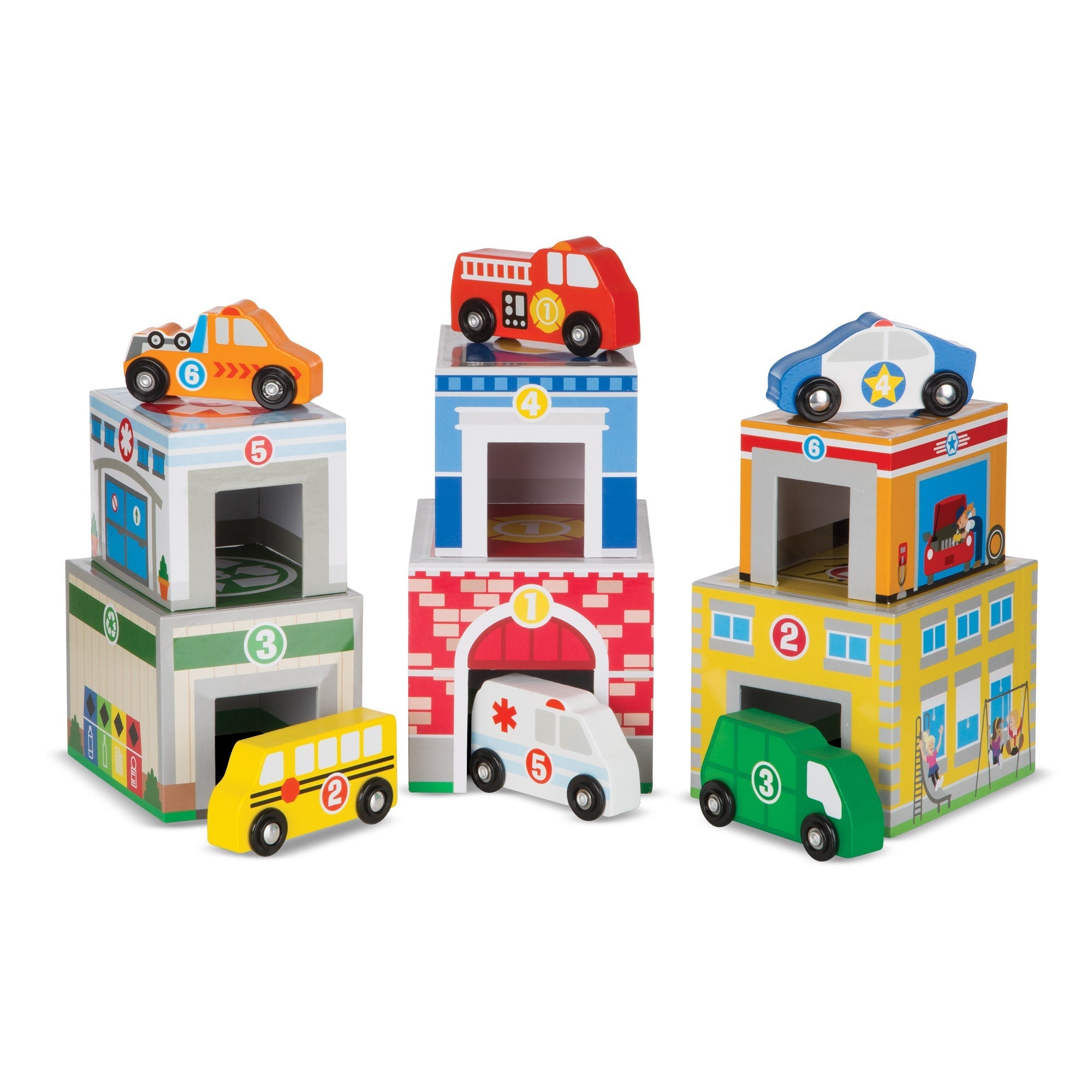 Vehicles & Trains Premium Quality Nesting & Sorting Buildings & Vehicles - Durable Material and Safe Design...