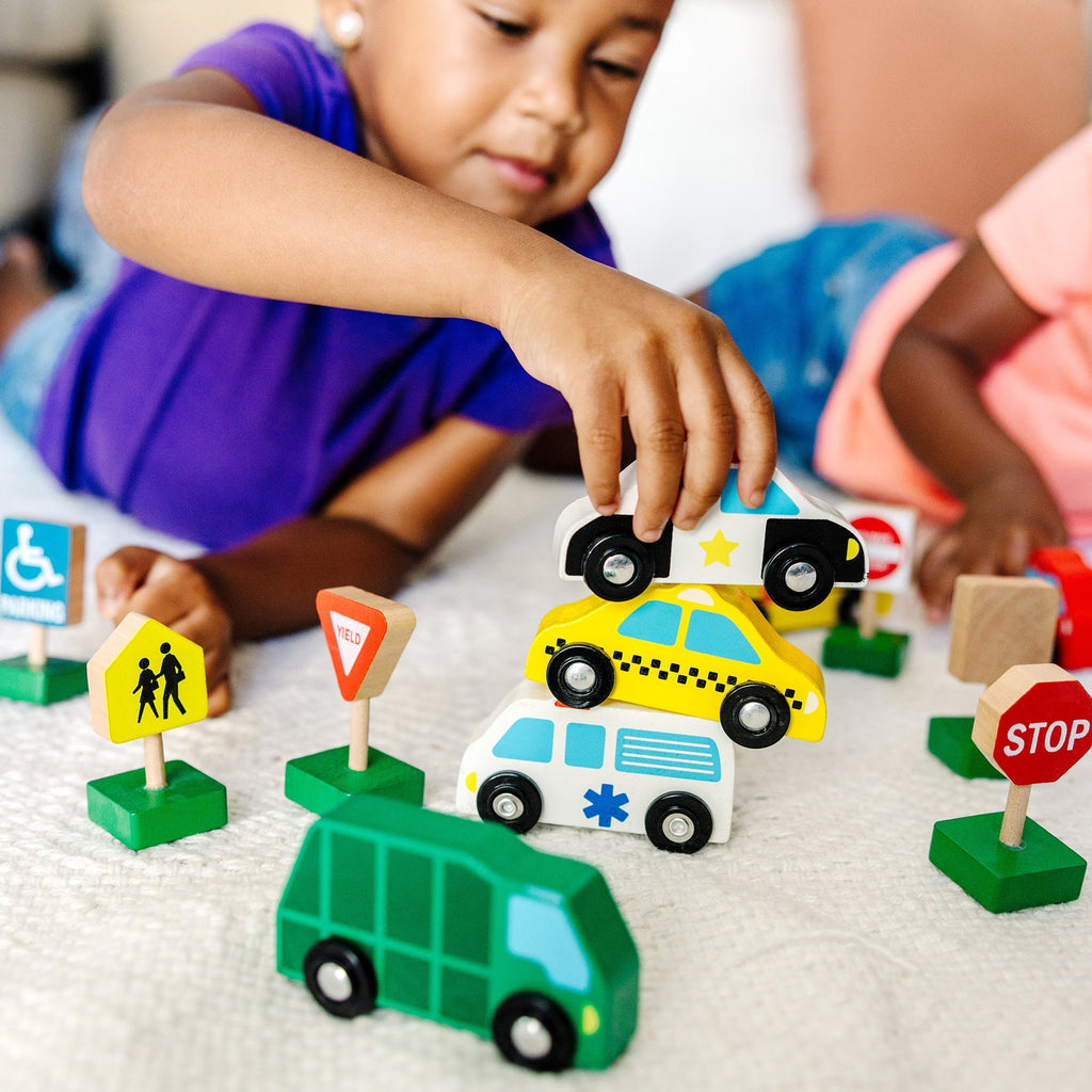 Vehicles & Trains Premium Quality Wooden Vehicles and Traffic Signs - Durable Material and Safe Design for ...