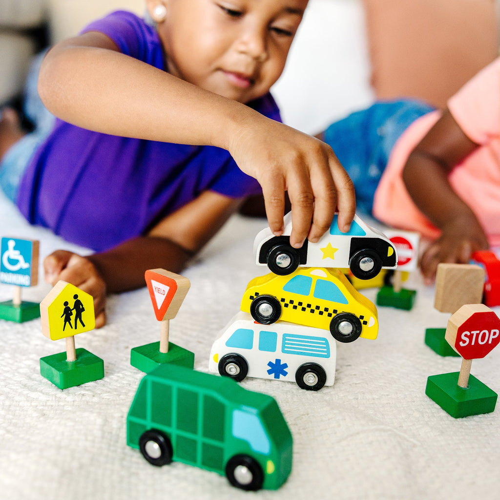 Vehicles & Trains Premium Quality Wooden Vehicles and Traffic Signs - Durable Material and Safe Design for ...