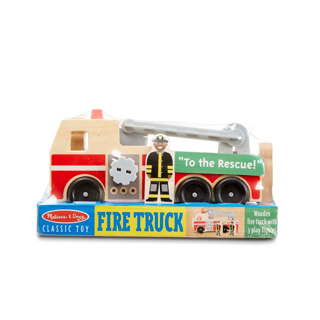 Vehicles & Trains Premium Quality Classic Wooden Fire Truck Play Set - Durable Material and Safe Design for...