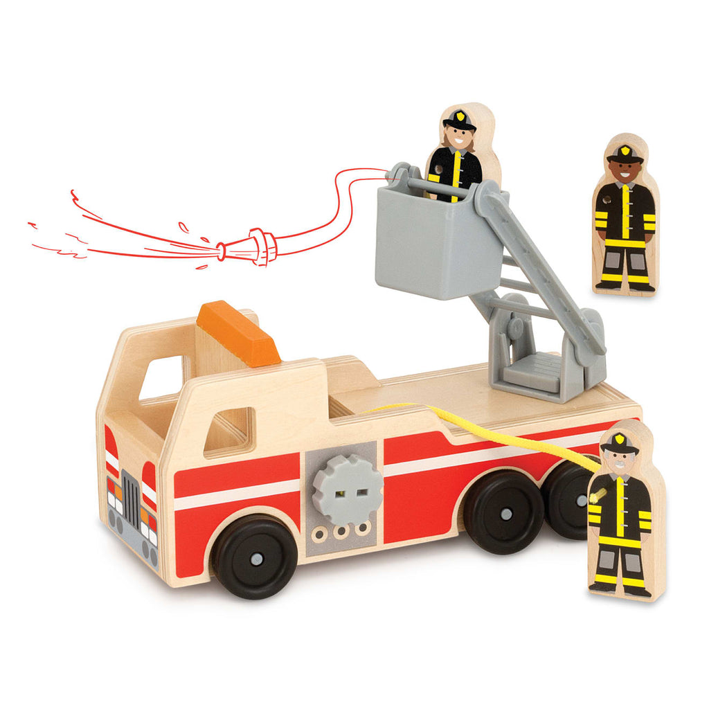 Vehicles & Trains Premium Quality Classic Wooden Fire Truck Play Set - Durable Material and Safe Design for...