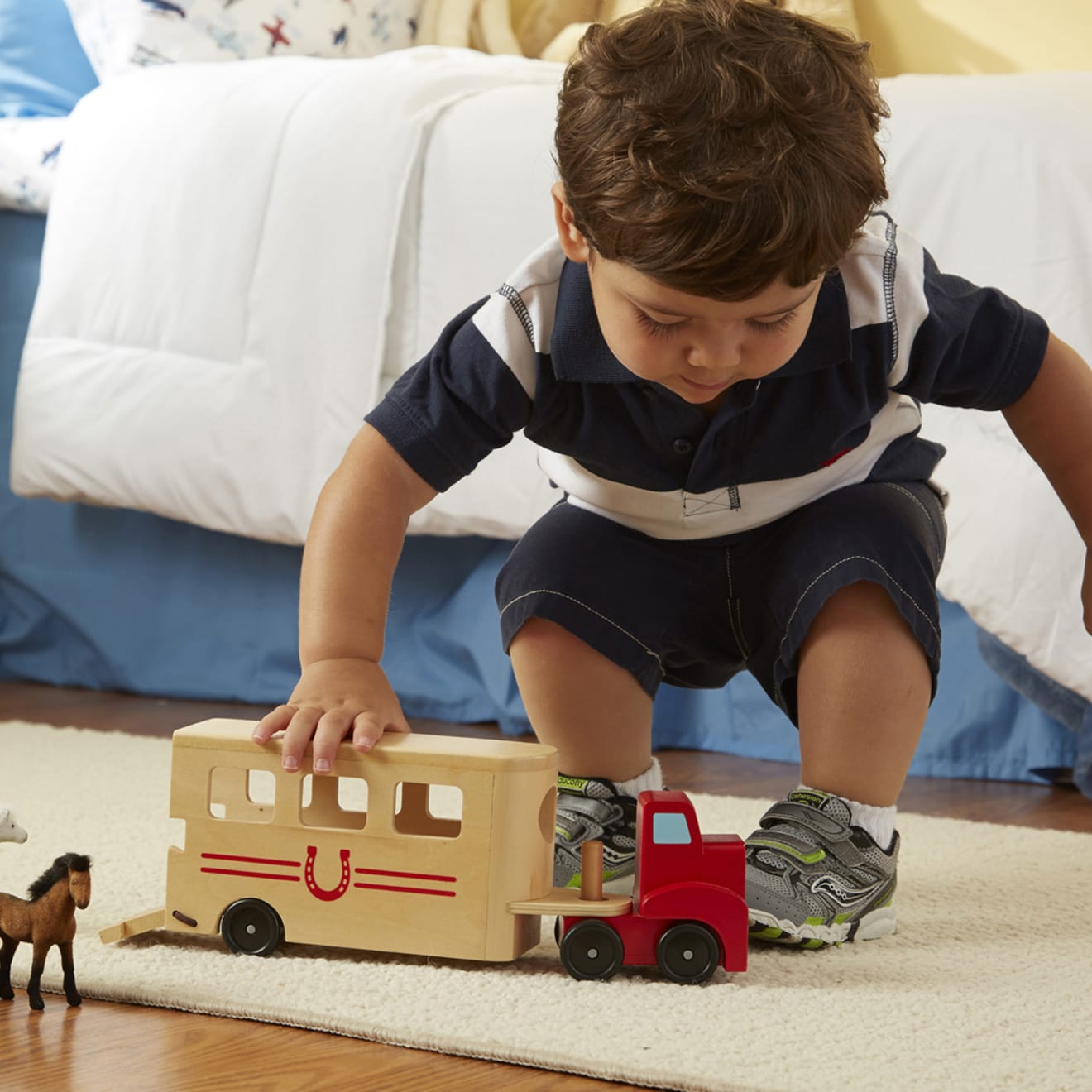 Vehicles & Trains Premium Quality Horse Carrier Wooden Vehicles Play Set - Durable Material and Safe Design...