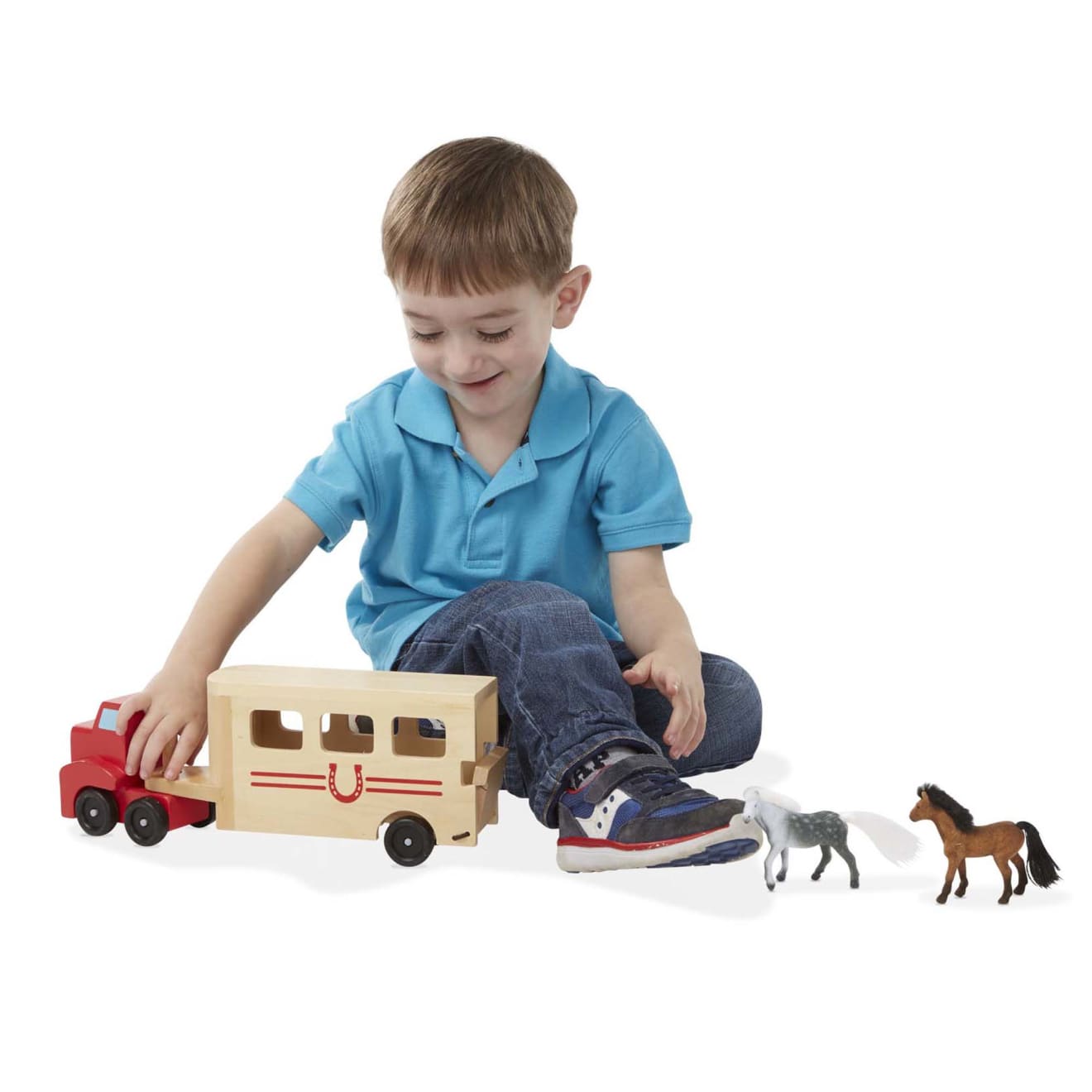 Vehicles & Trains Premium Quality Horse Carrier Wooden Vehicles Play Set - Durable Material and Safe Design...