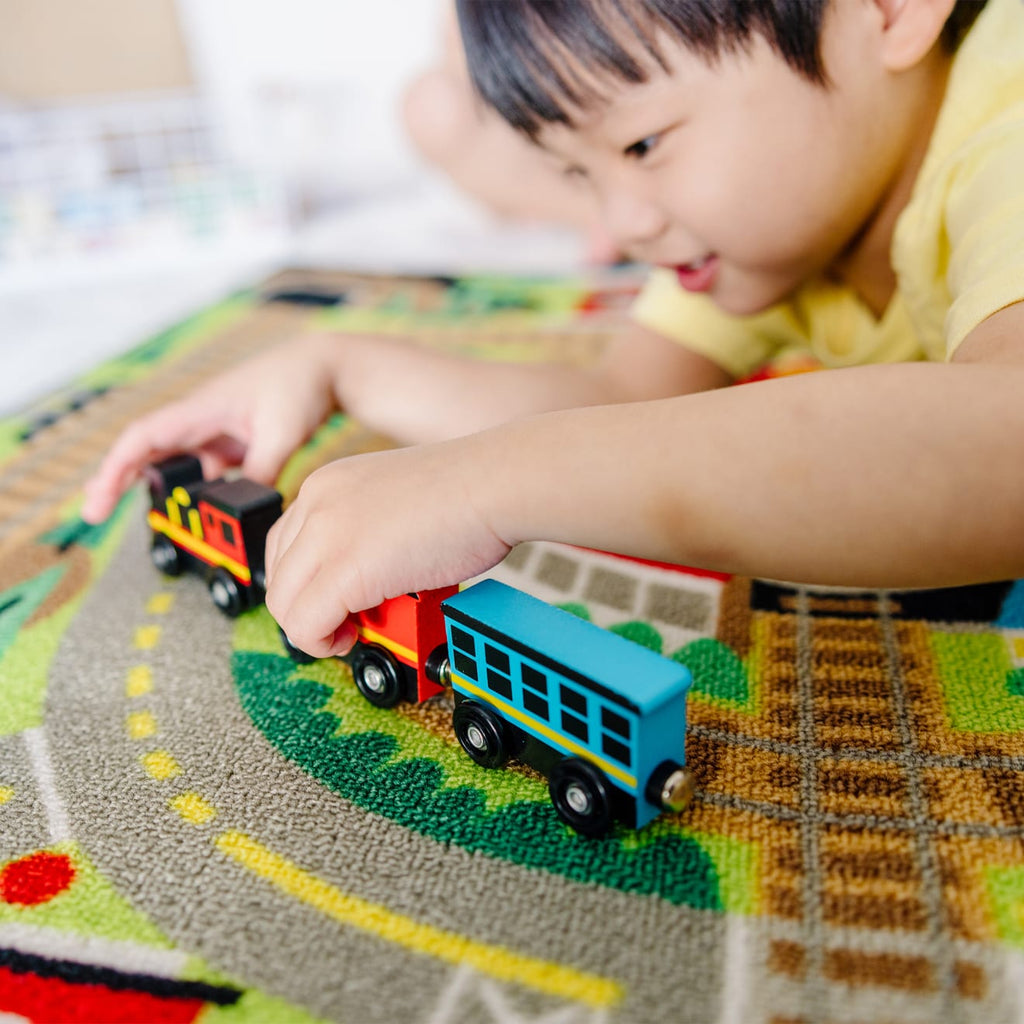 Vehicles & Trains Premium Quality Round the Rails Train Rug - Durable Material and Safe Design for Daily Ki...