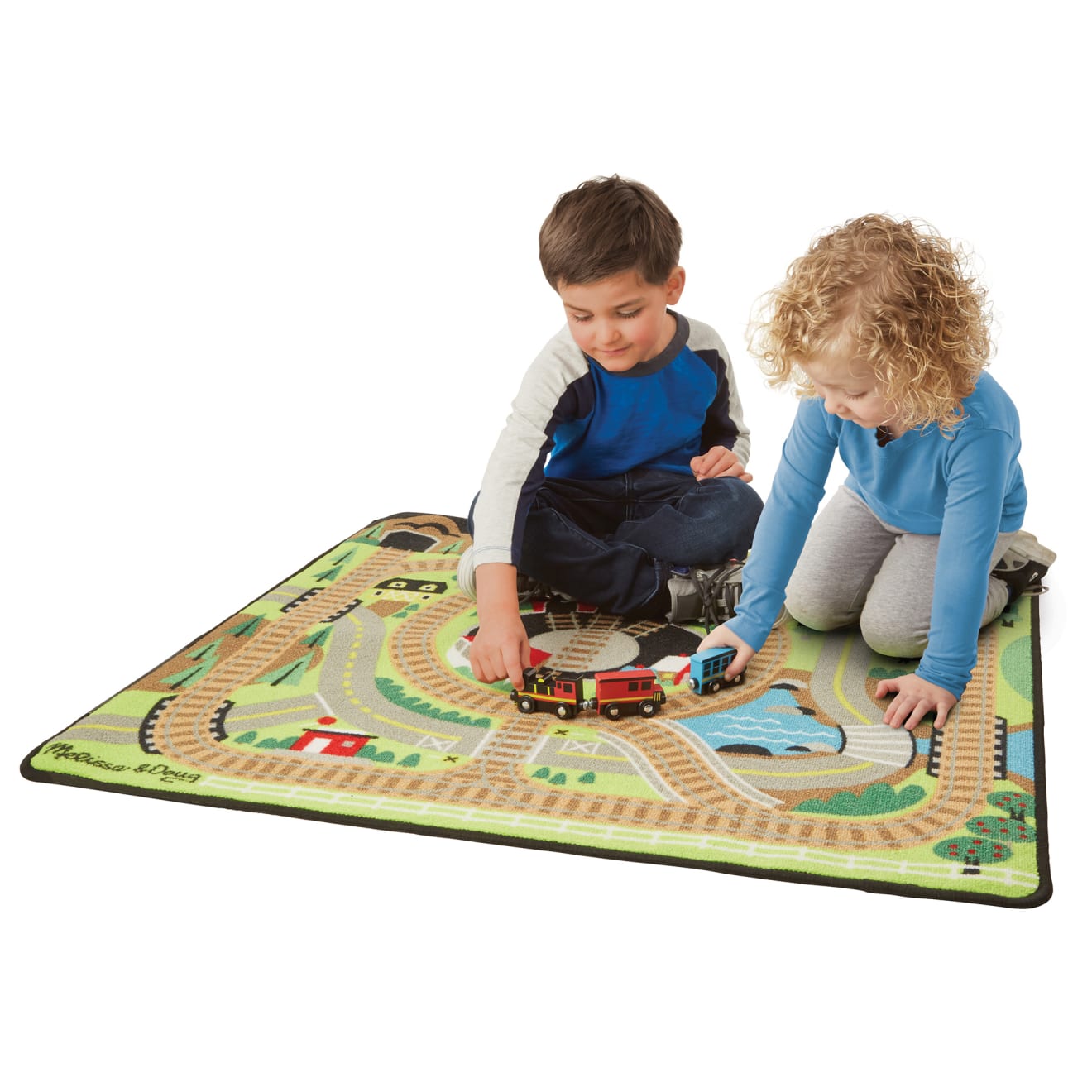 Vehicles & Trains Premium Quality Round the Rails Train Rug - Durable Material and Safe Design for Daily Ki...
