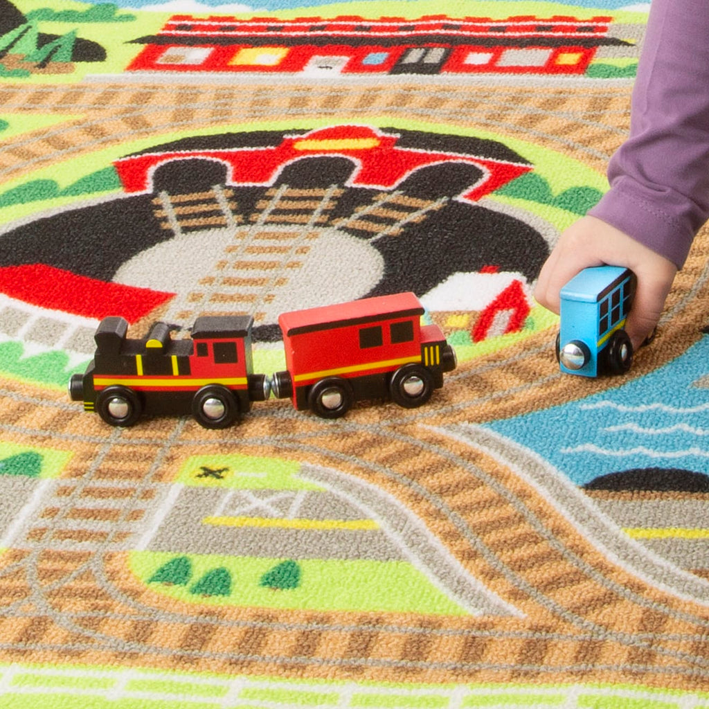 Vehicles & Trains Premium Quality Round the Rails Train Rug - Durable Material and Safe Design for Daily Ki...