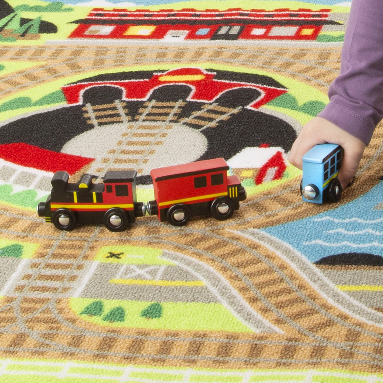 Vehicles & Trains Premium Quality Round the Rails Train Rug - Durable Material and Safe Design for Daily Ki...