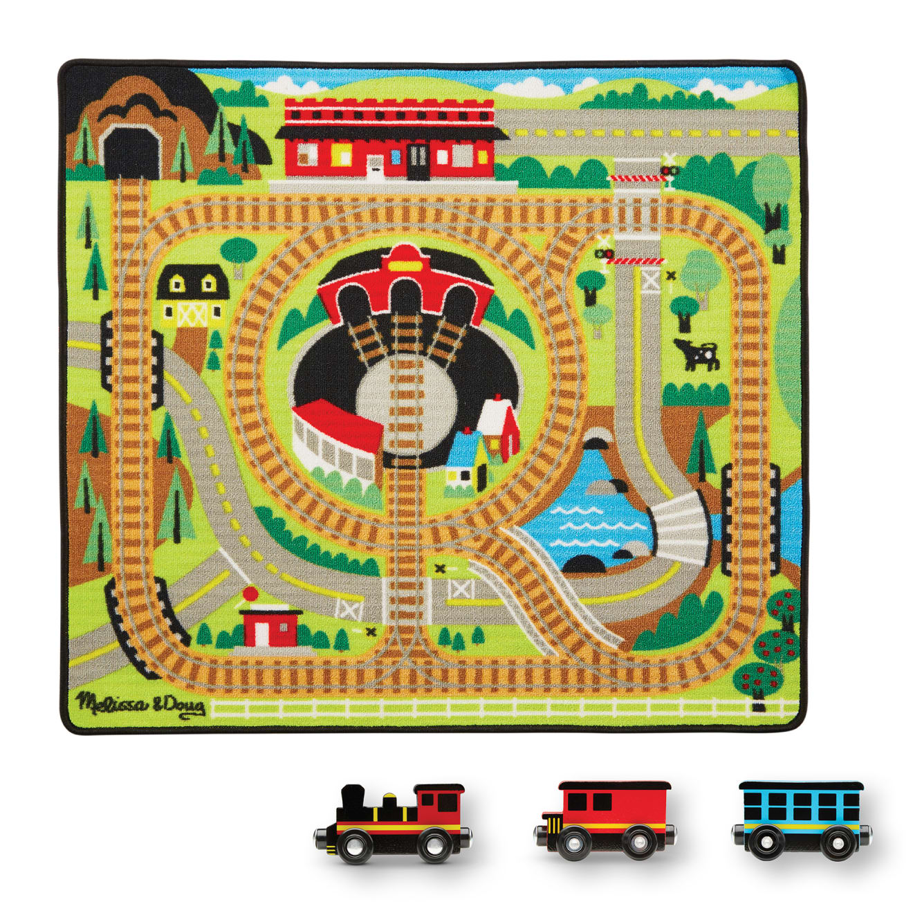 Vehicles & Trains Premium Quality Round the Rails Train Rug - Durable Material and Safe Design for Daily Ki...
