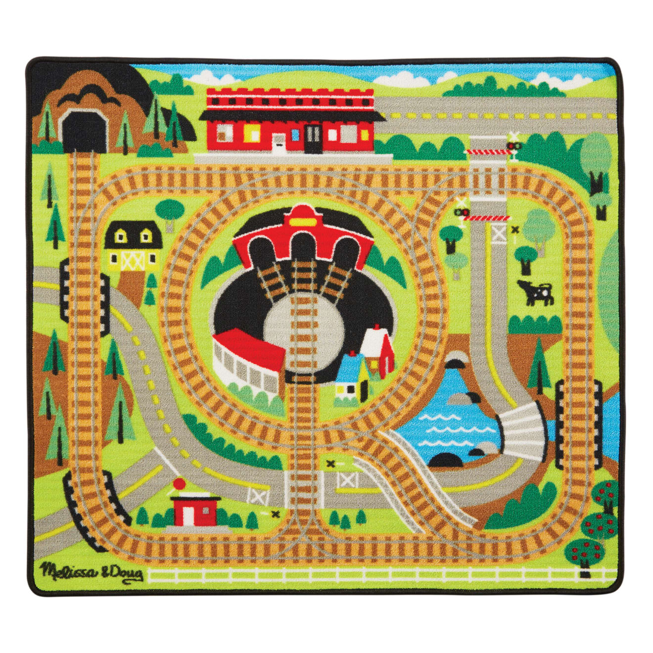 Vehicles & Trains Premium Quality Round the Rails Train Rug - Durable Material and Safe Design for Daily Ki...