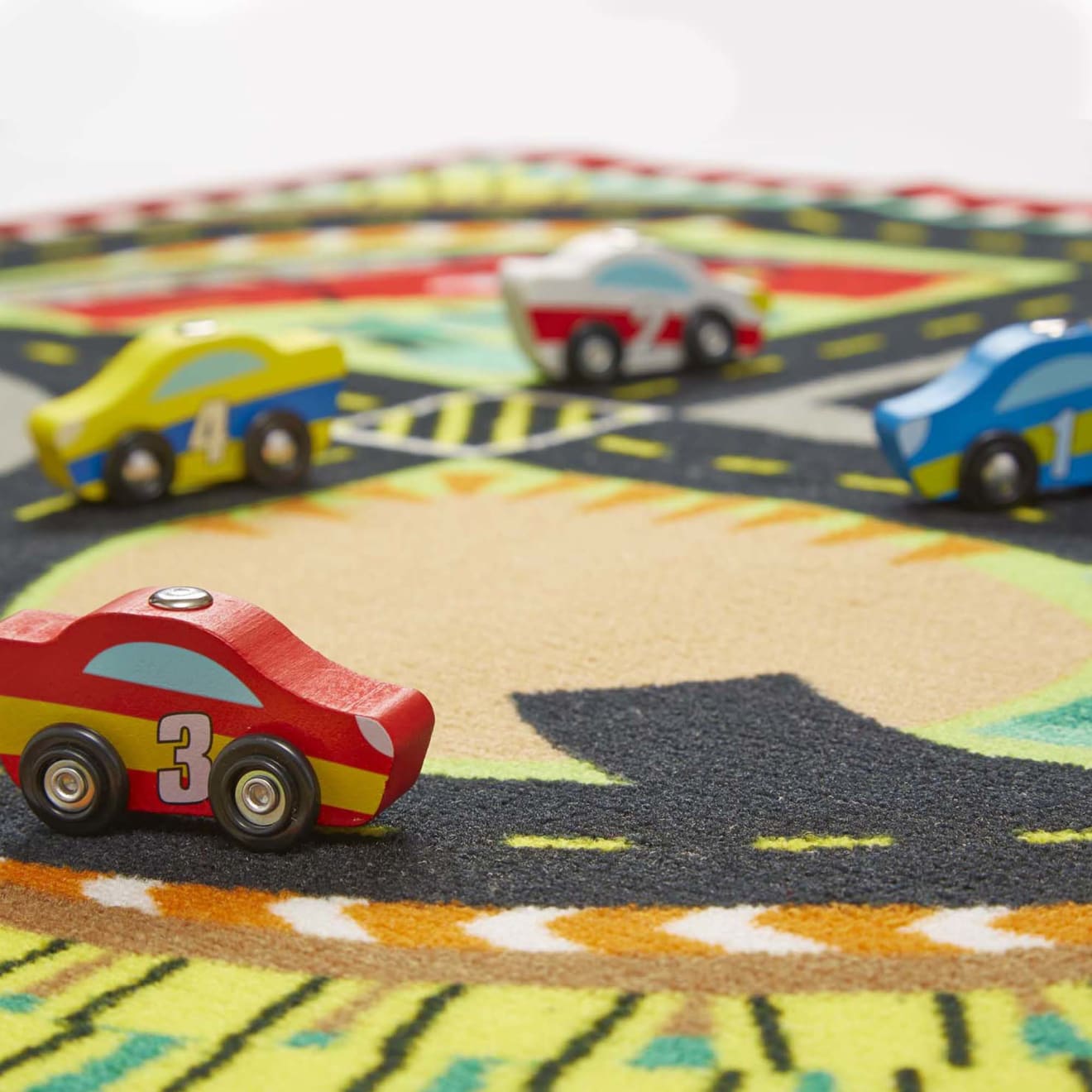 Vehicles & Trains Premium Quality Round the Speedway Race Track Rug & Car Set - Durable Material and Safe D...