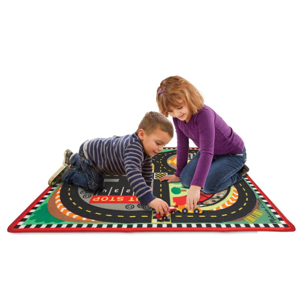Vehicles & Trains Premium Quality Round the Speedway Race Track Rug & Car Set - Durable Material and Safe D...