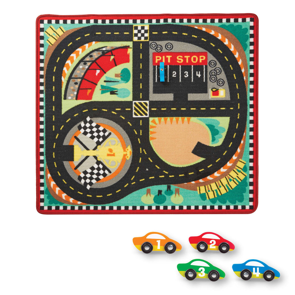 Vehicles & Trains Premium Quality Round the Speedway Race Track Rug & Car Set - Durable Material and Safe D...