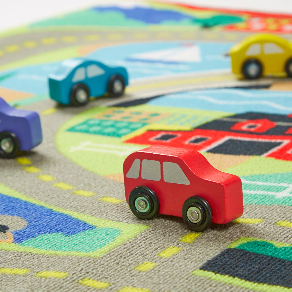Vehicles & Trains Premium Quality Round the Town Road Rug & Car Set - Durable Material and Safe Design for ...