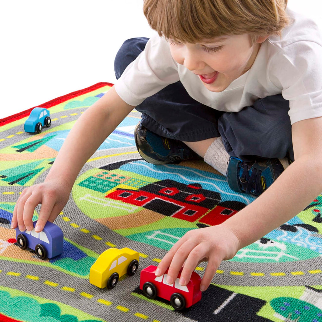 Vehicles & Trains Premium Quality Round the Town Road Rug & Car Set - Durable Material and Safe Design for ...