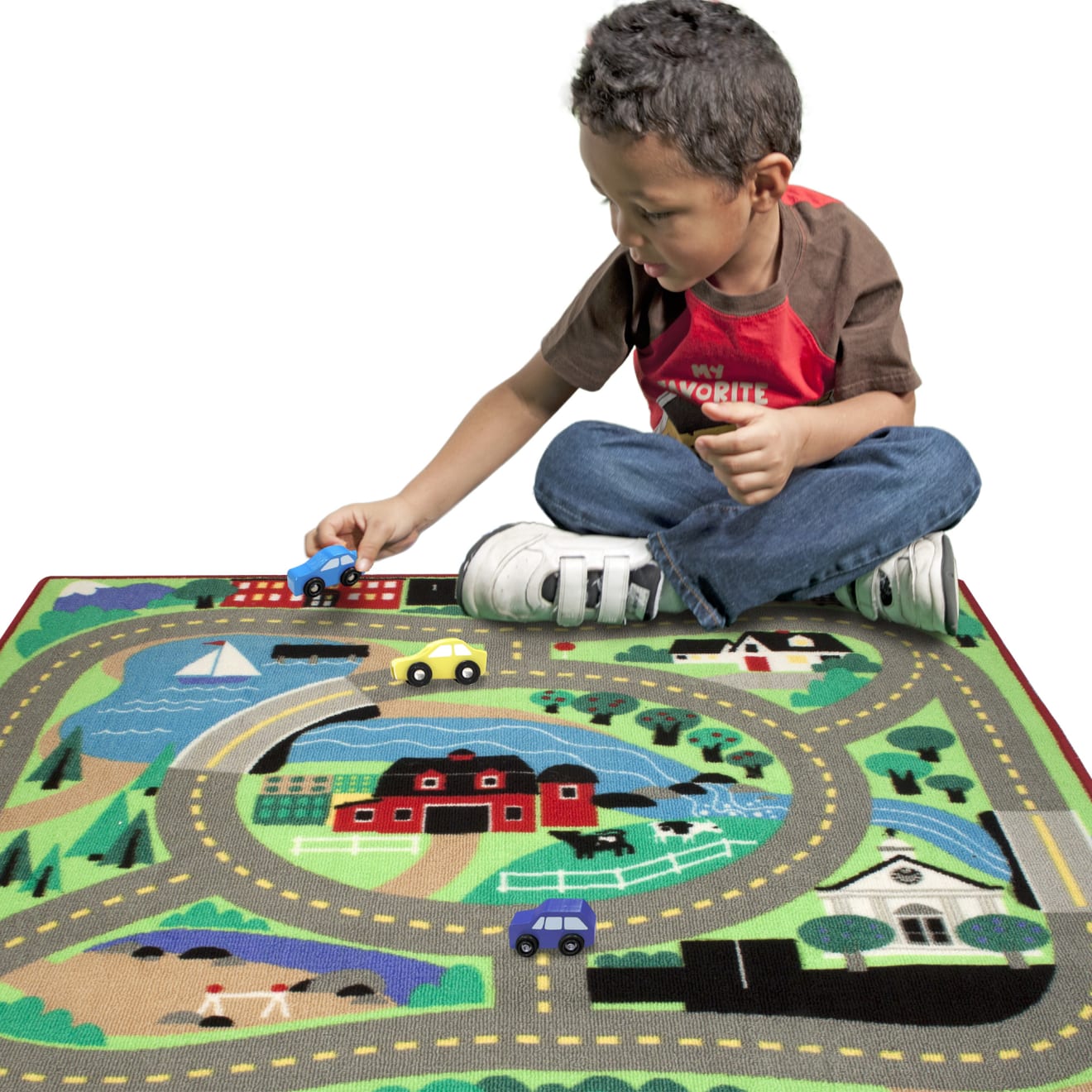 Vehicles & Trains Premium Quality Round the Town Road Rug & Car Set - Durable Material and Safe Design for ...