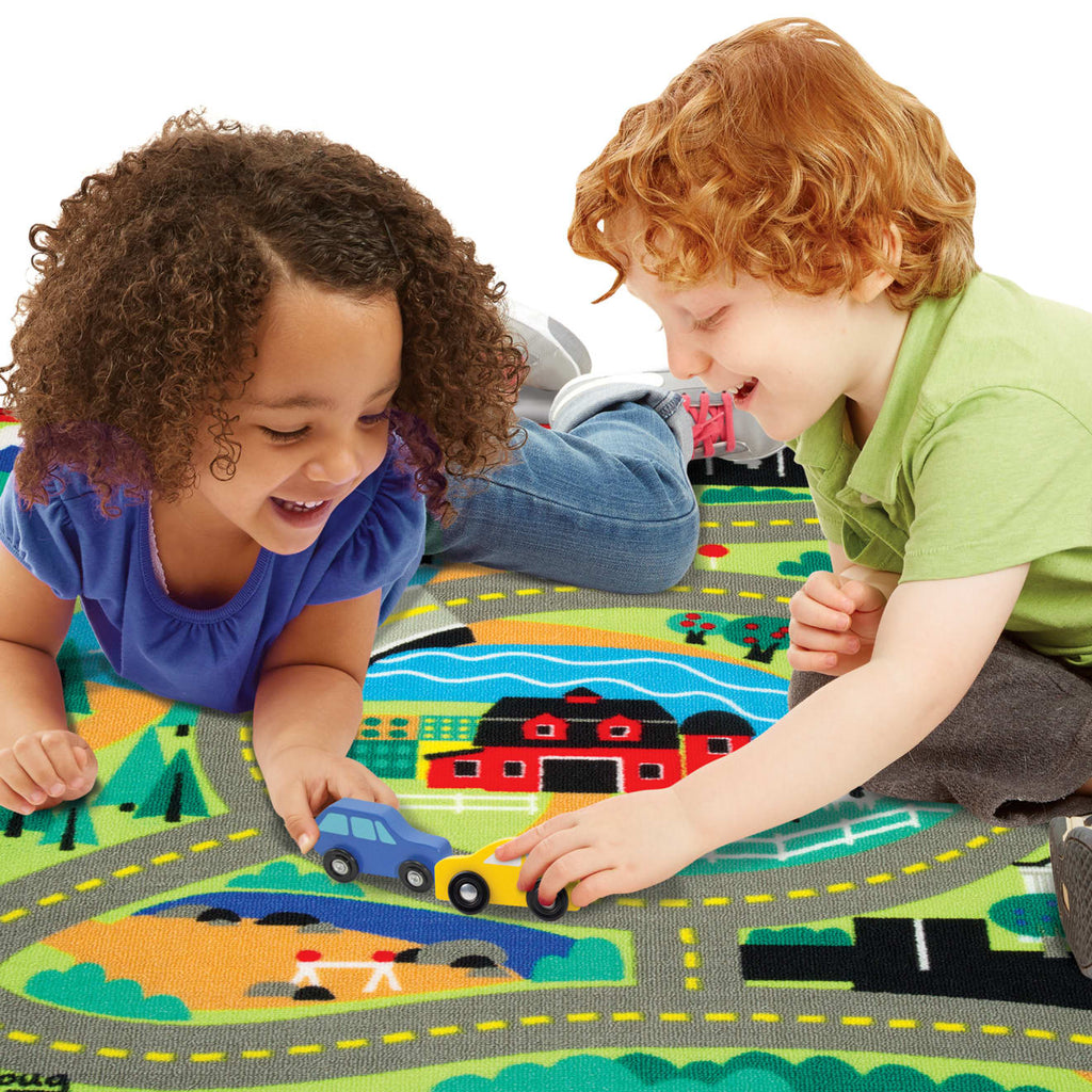 Vehicles & Trains Premium Quality Round the Town Road Rug & Car Set - Durable Material and Safe Design for ...